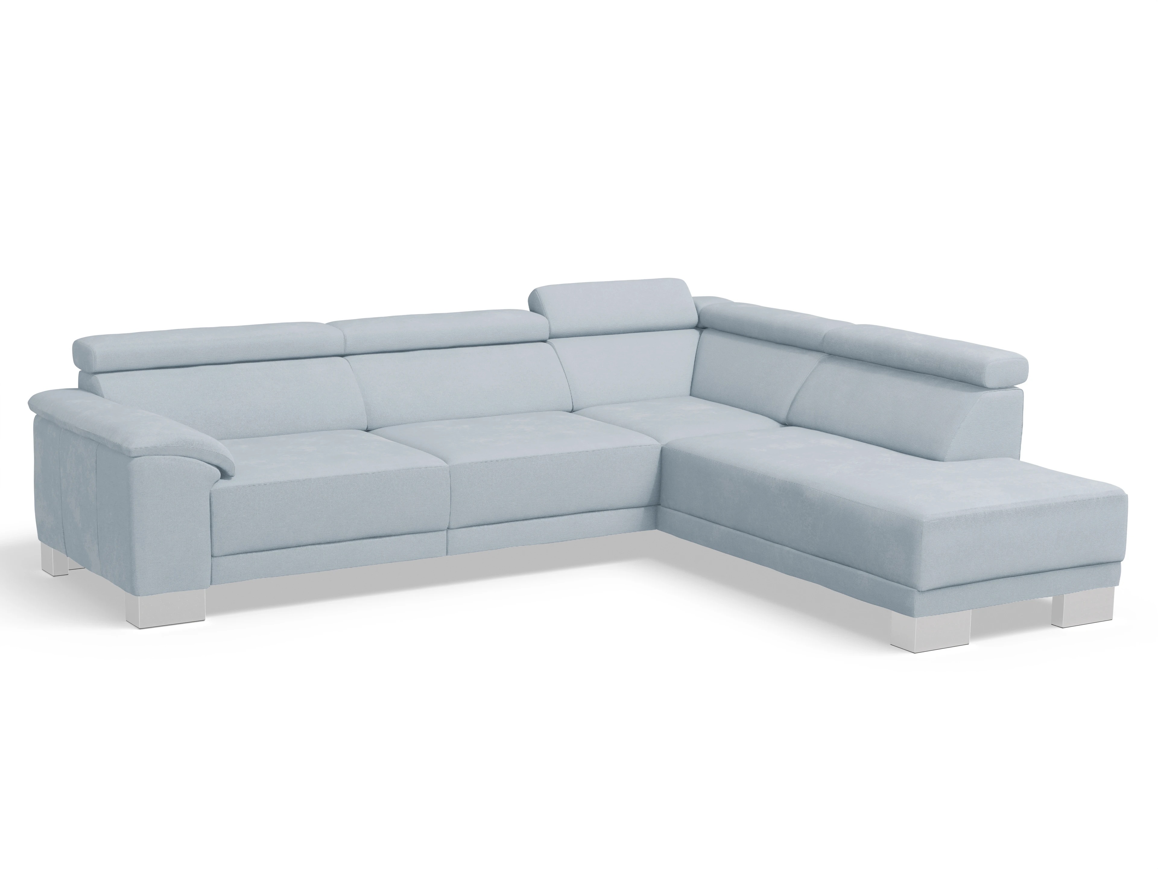 Ansicht des Produktes Antonio Ecksofa rechts Abschluss offen in Stoff Blau