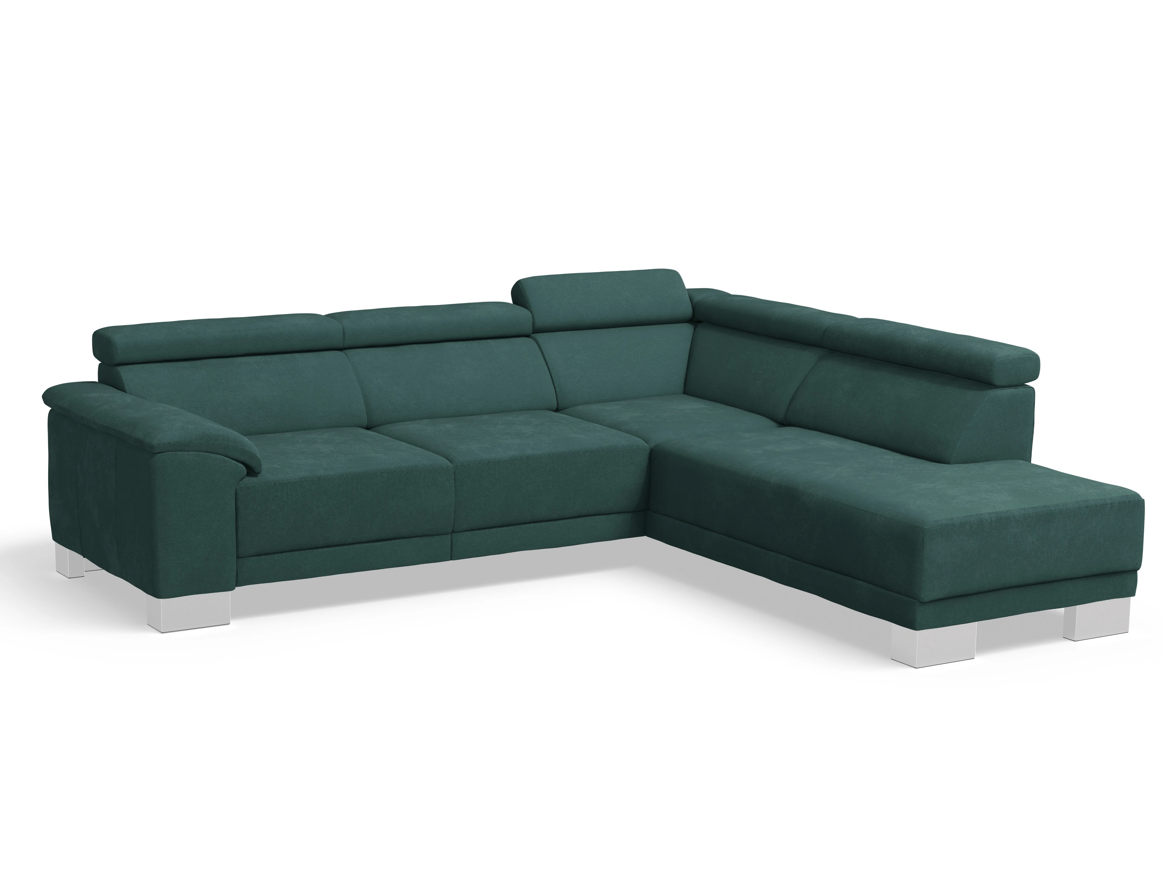Ansicht des Produktes Antonio Ecksofa rechts Abschluss offen in Stoff Grün