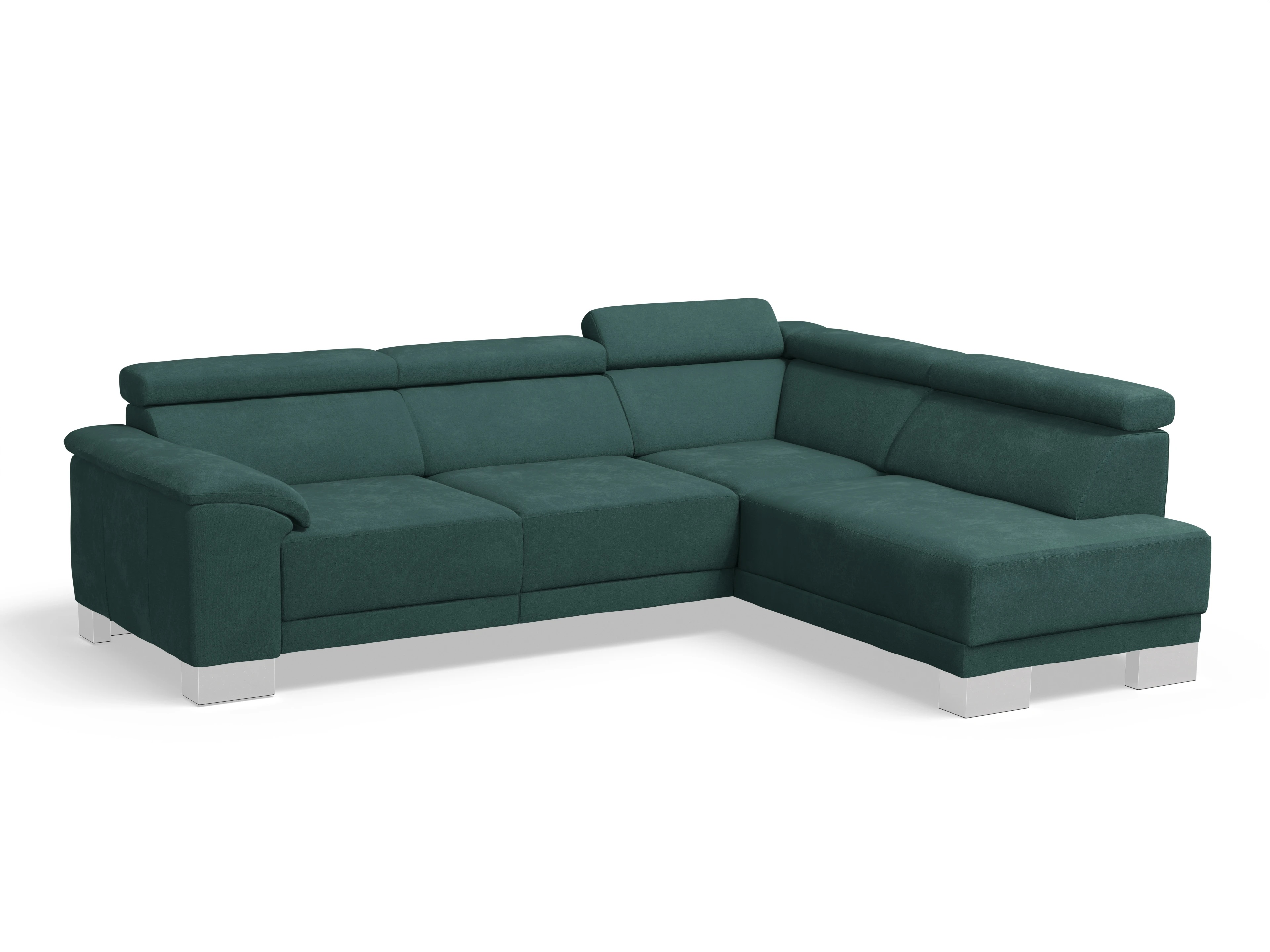 Ansicht des Produktes Antonio Ecksofa rechts Abschluss offen in Stoff Grün