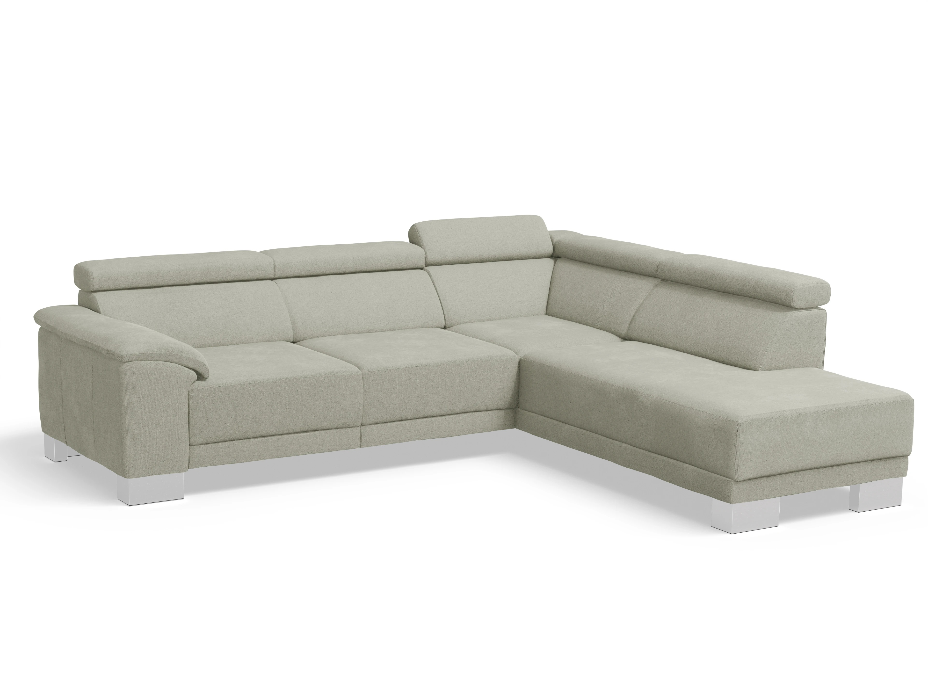 Antonio Ecksofa UM Medium Plus R Ansicht des Produktes Antonio Ecksofa rechts Abschluss offen in Stoff Grau