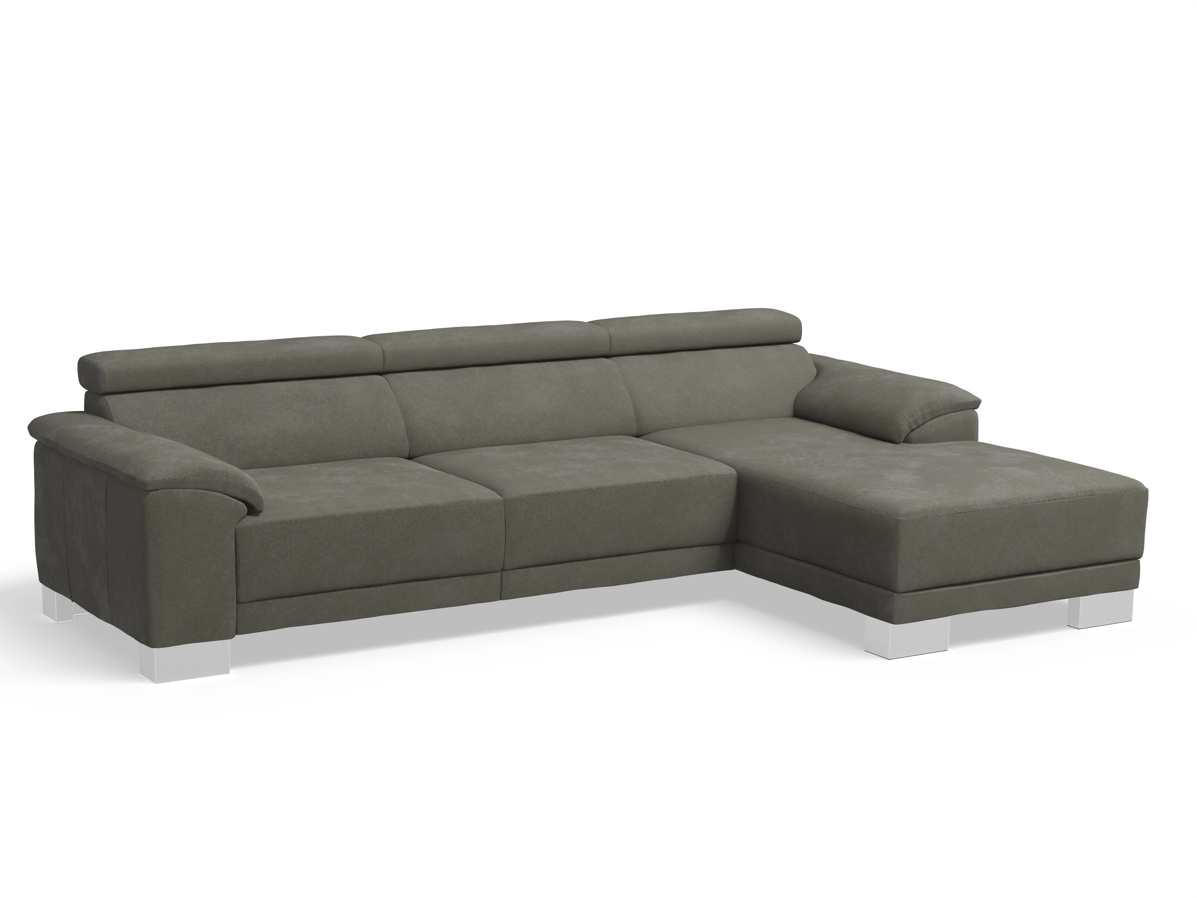 Antonio Ecksofa LO Large R Ansicht des Produktes Antonio Ecksofa rechts Abschluss offen in Stoff Grau