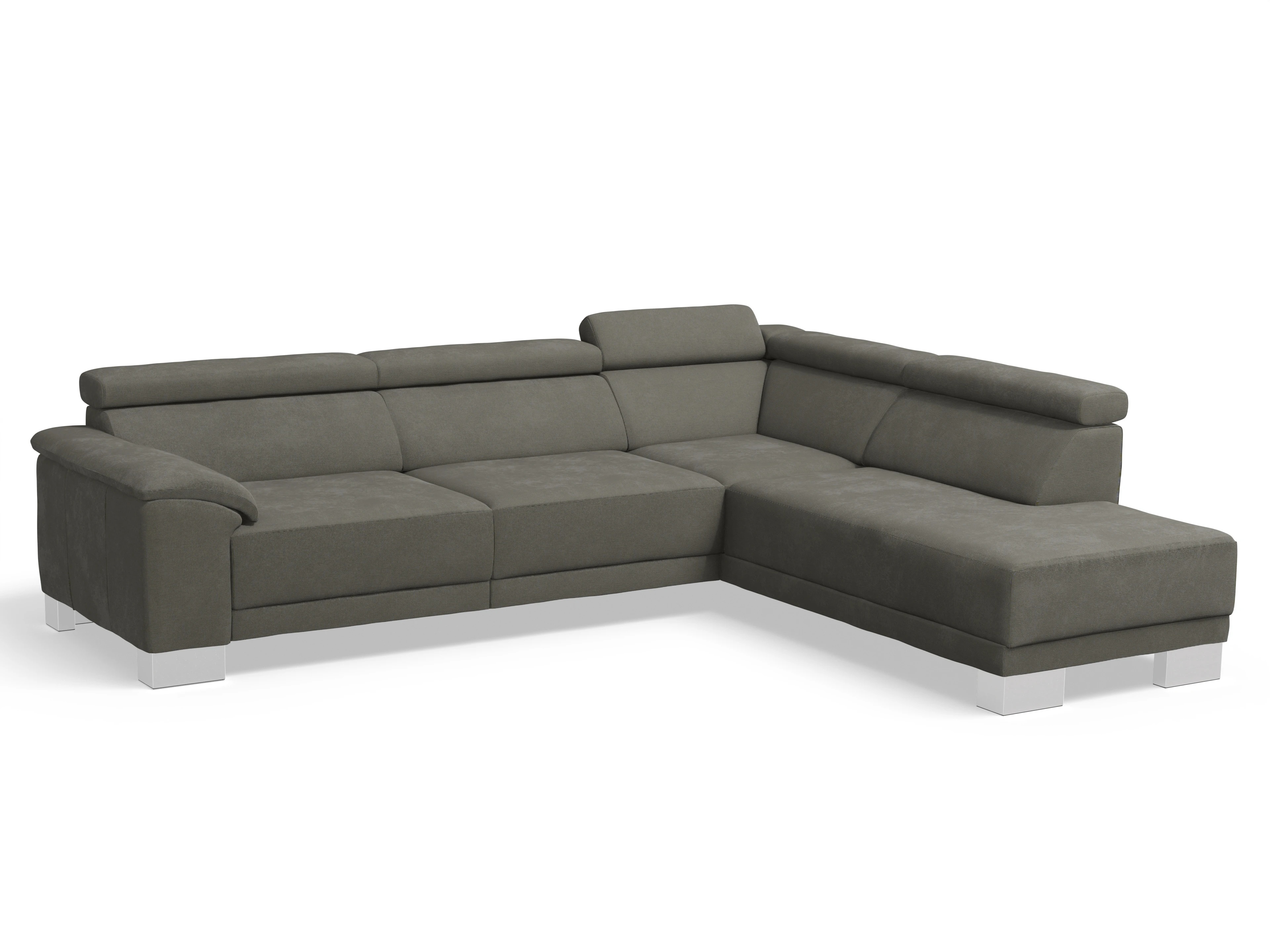 Antonio Ecksofa UM Large Plus R Ansicht des Produktes Antonio Ecksofa rechts Abschluss offen in Stoff Grau