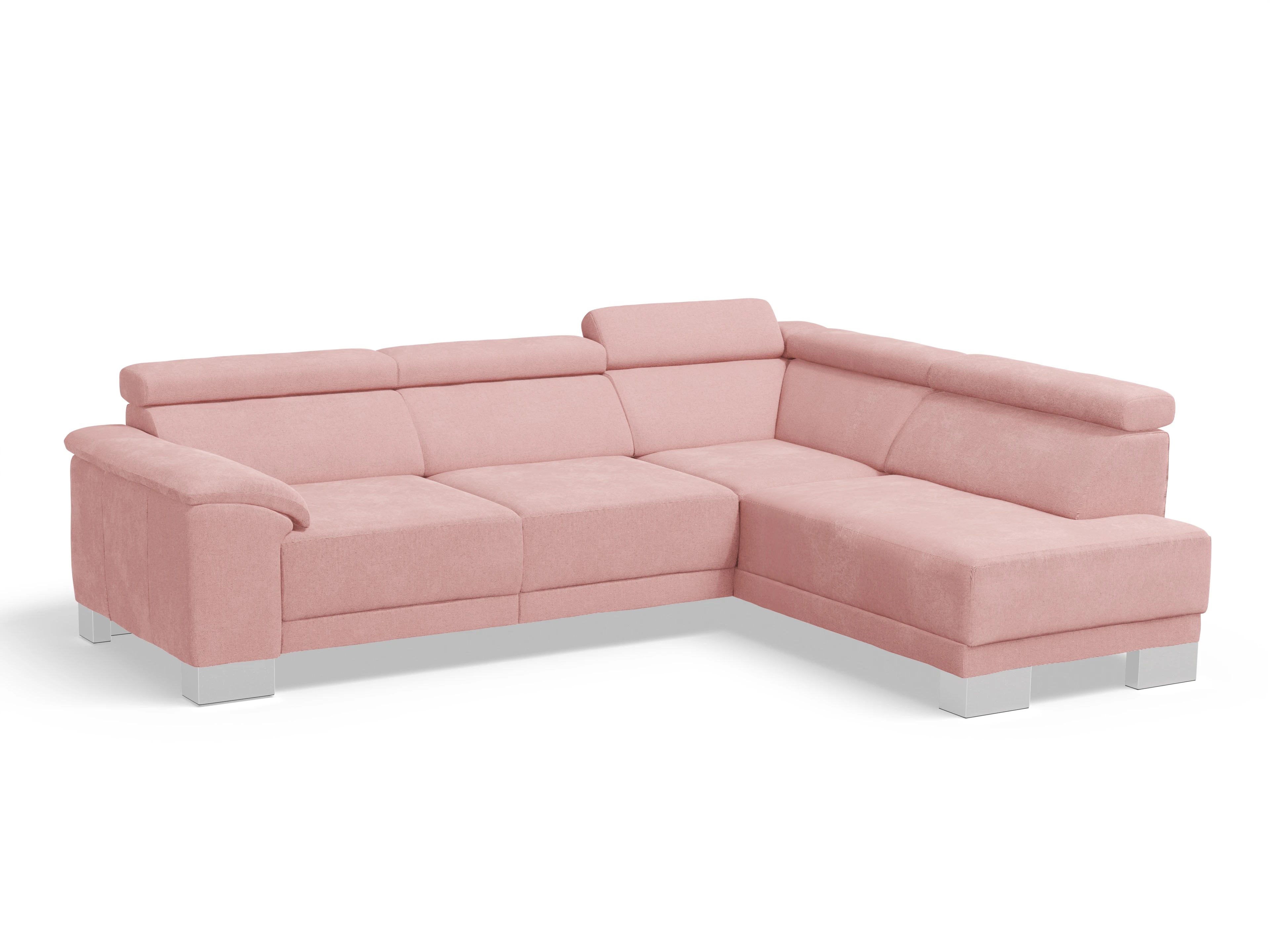 Ansicht des Produktes Antonio Ecksofa rechts Abschluss offen in Stoff Rosa