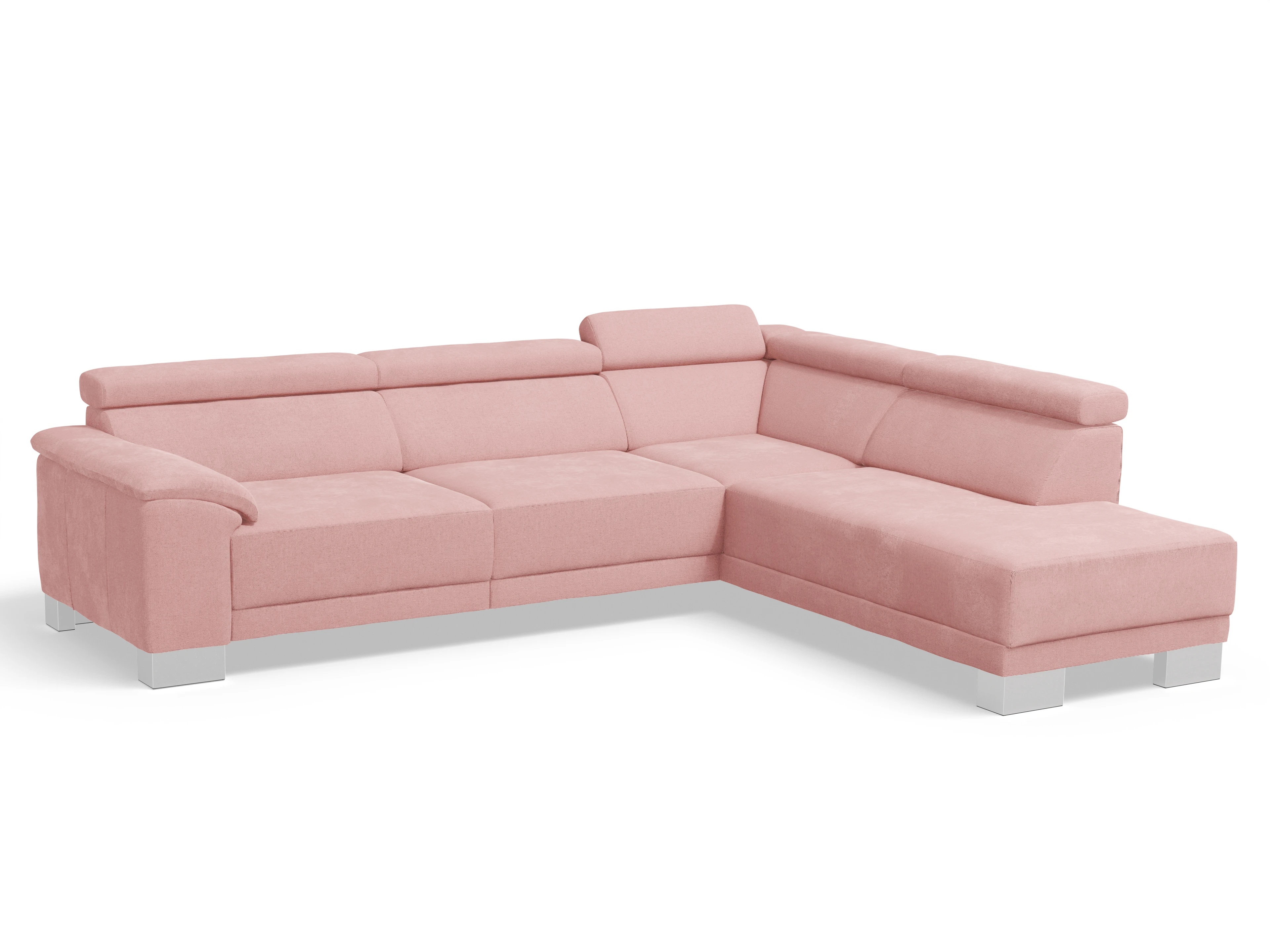 Ansicht des Produktes Antonio Ecksofa rechts Abschluss offen in Stoff Rosa
