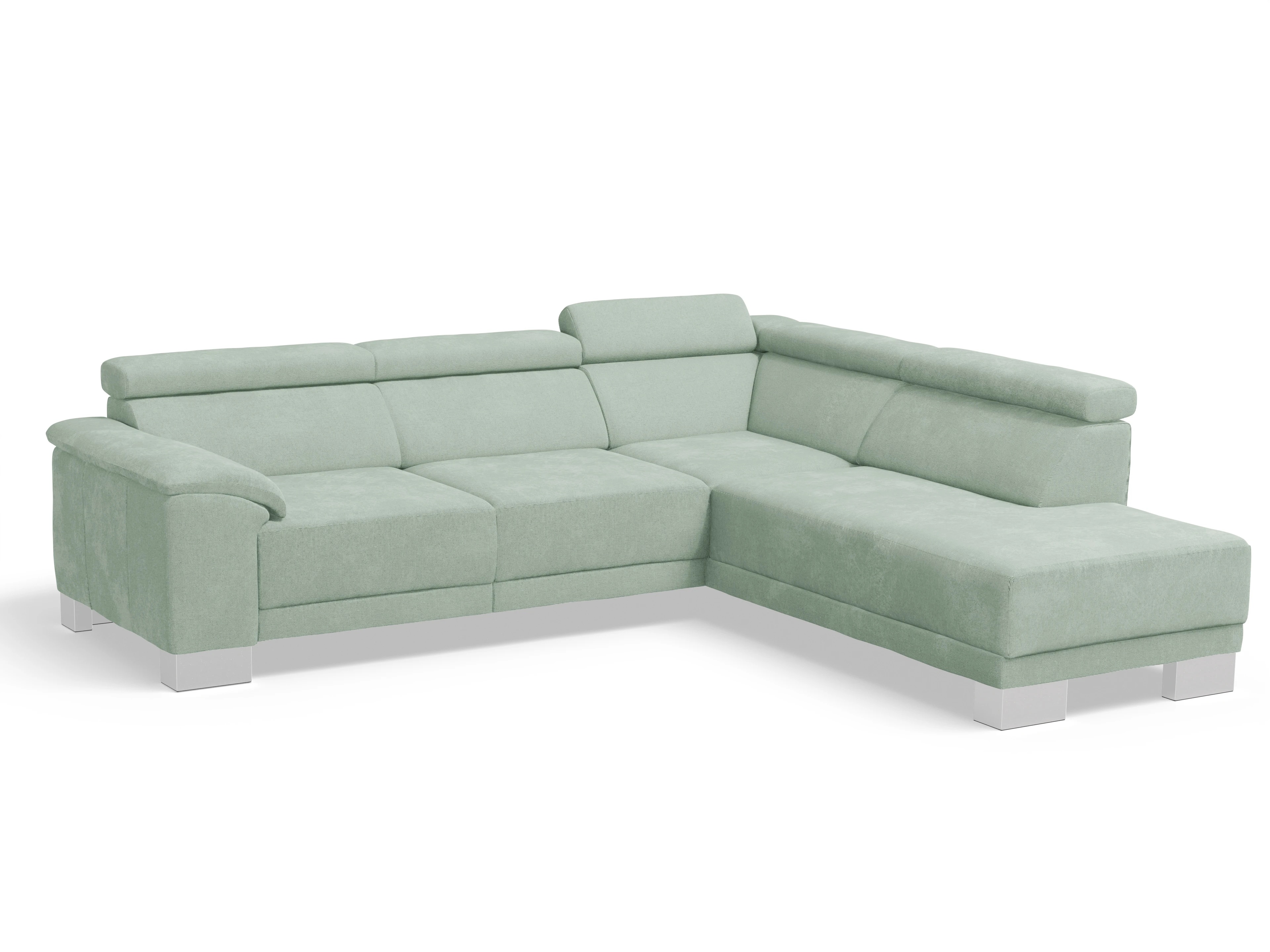 Antonio Ecksofa UM Medium Plus R Ansicht des Produktes Antonio Ecksofa rechts Abschluss offen in Stoff Grün