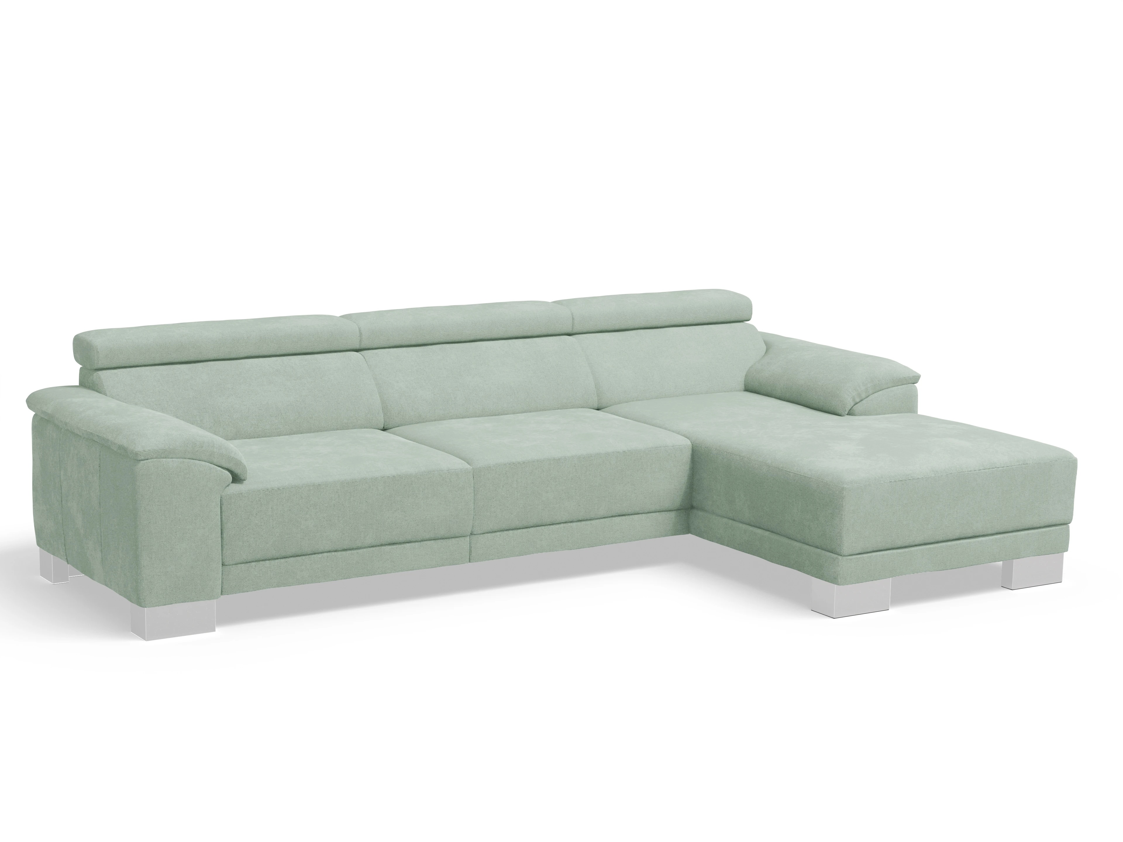 Ansicht des Produktes Antonio Ecksofa rechts Abschluss offen in Stoff Grün