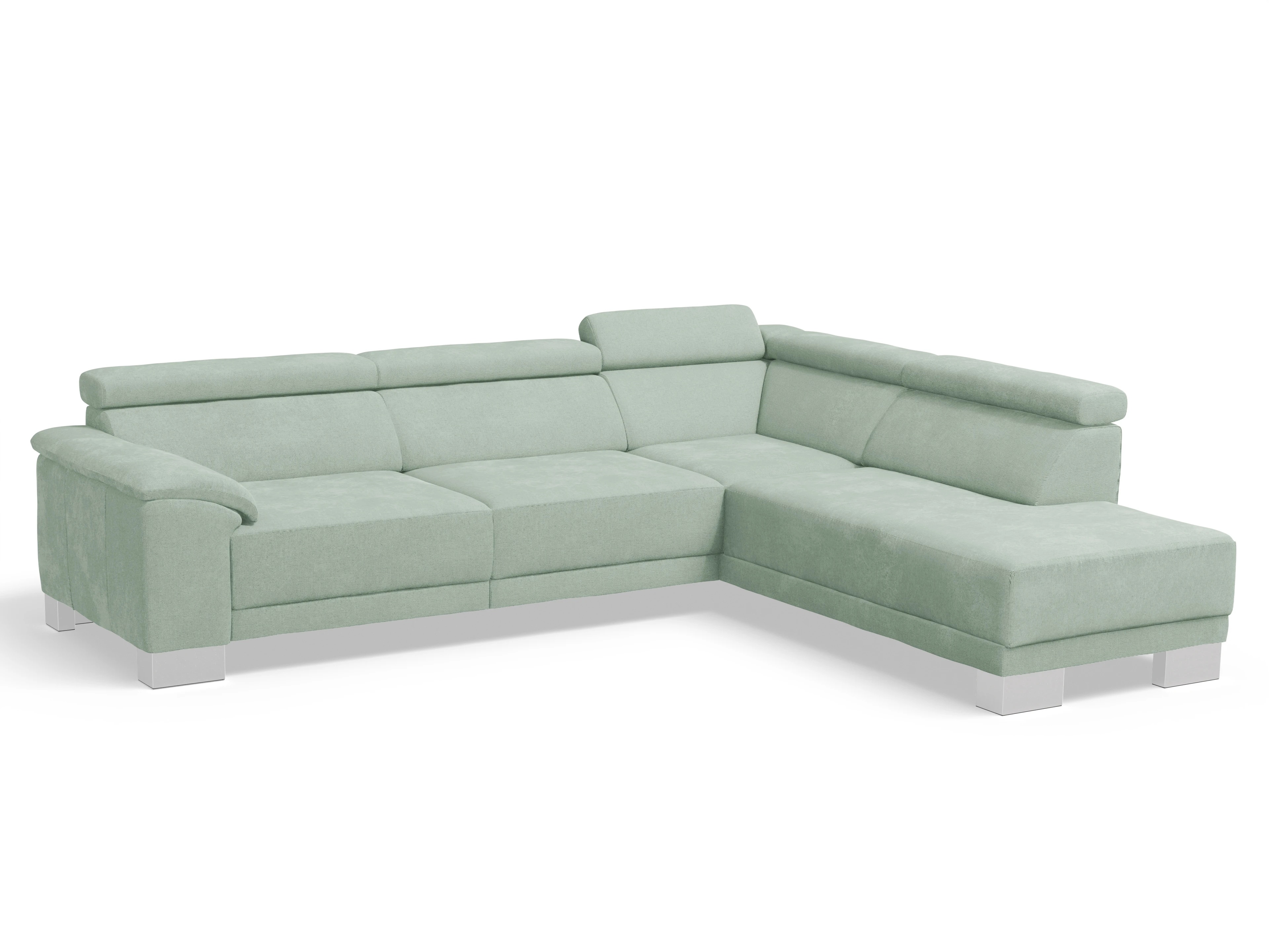 Ansicht des Produktes Antonio Ecksofa rechts Abschluss offen in Stoff Grün