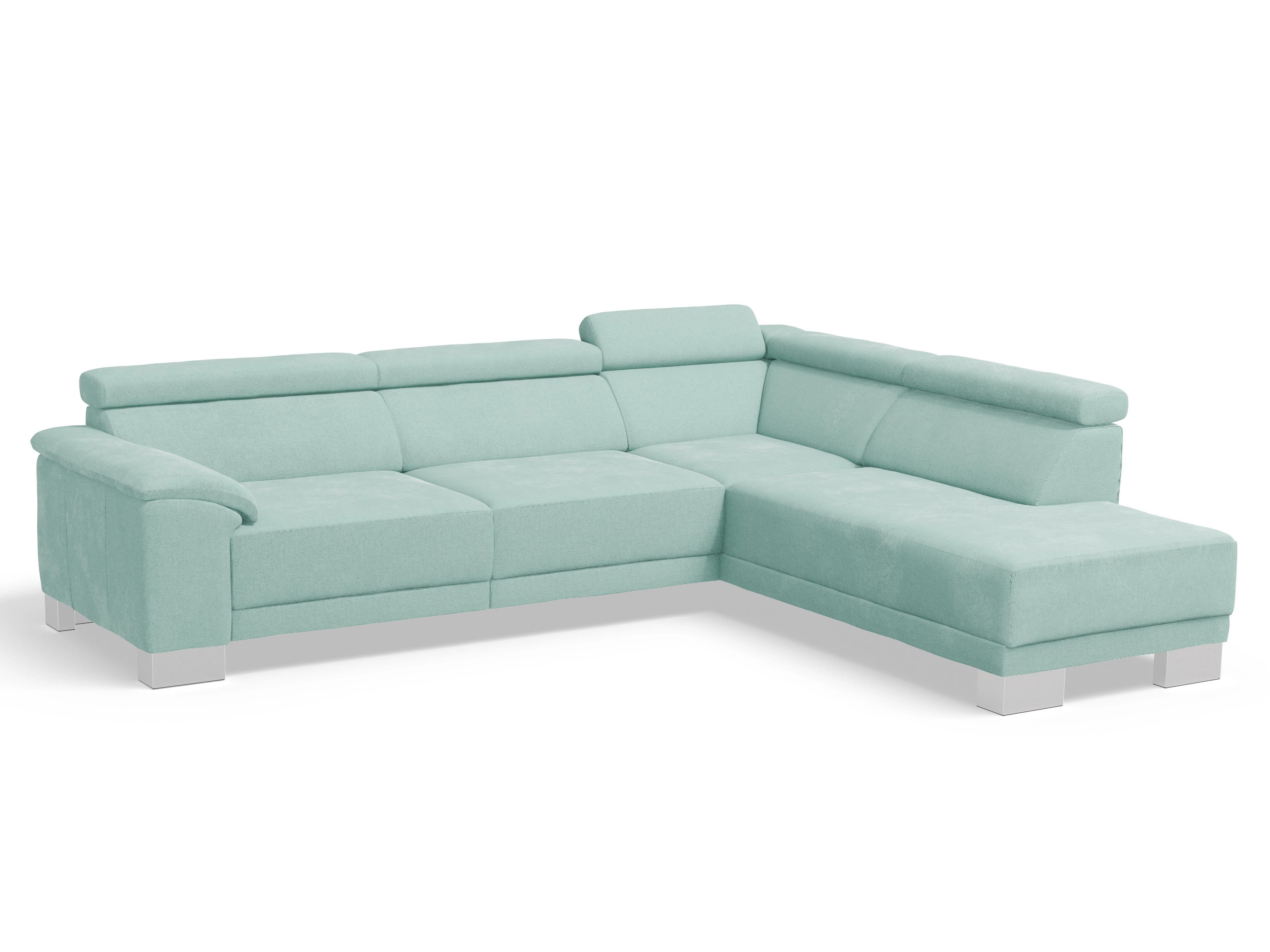 Ansicht des Produktes Antonio Ecksofa rechts Abschluss offen in Stoff Blau