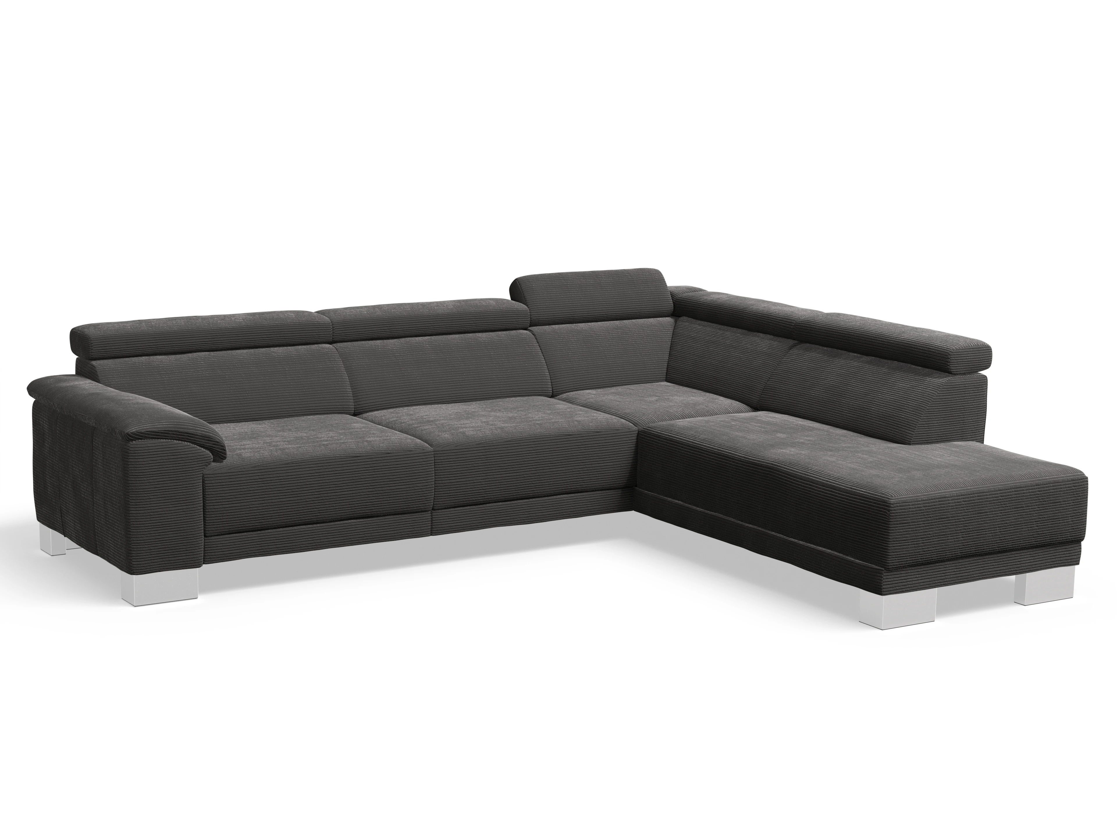 Antonio Ecksofa UM Large Plus R Ansicht des Produktes Antonio Ecksofa rechts Abschluss offen in Stoff Grau