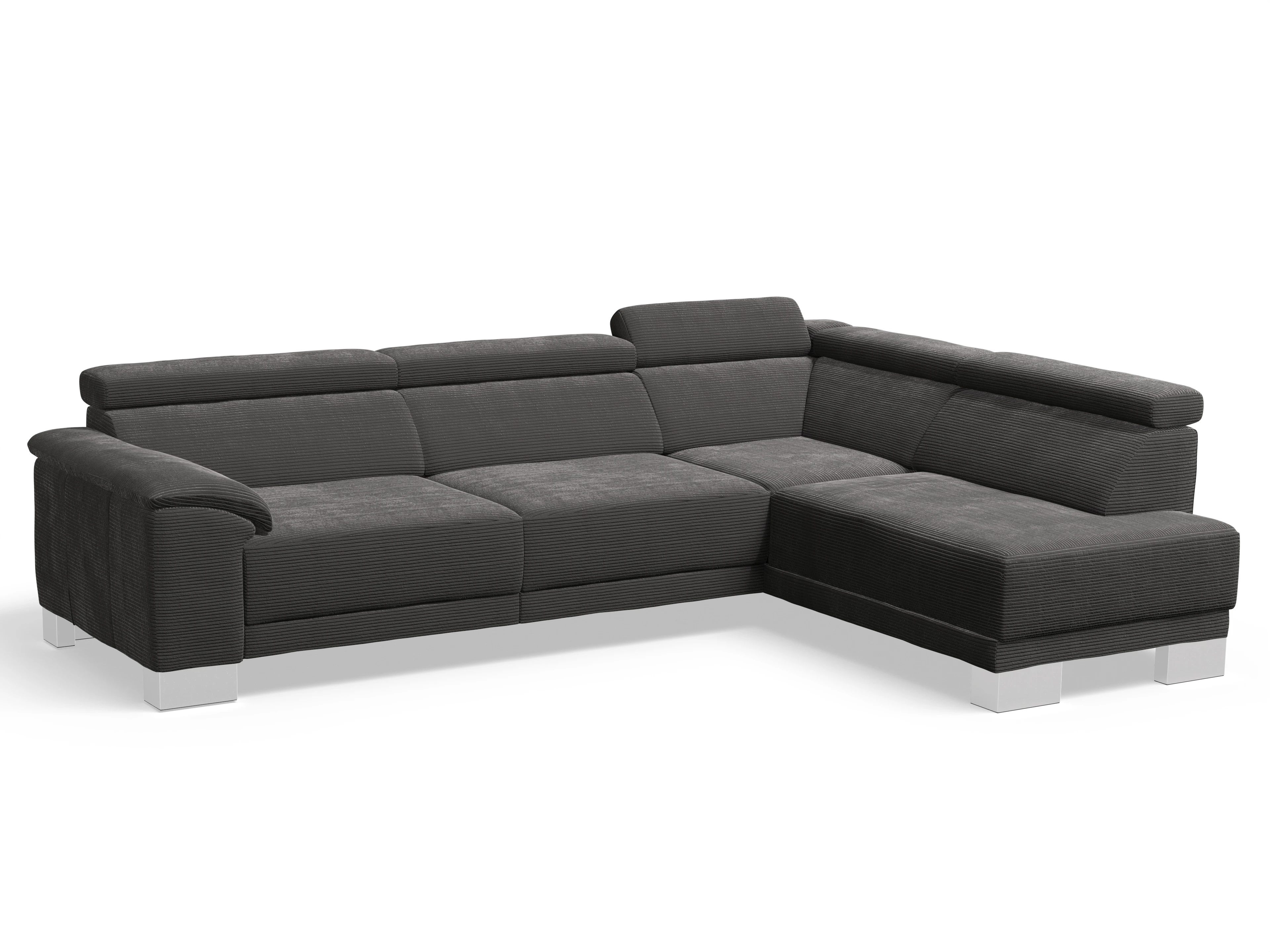 Antonio Ecksofa UM Large R Ansicht des Produktes Antonio Ecksofa rechts Abschluss offen in Stoff Grau