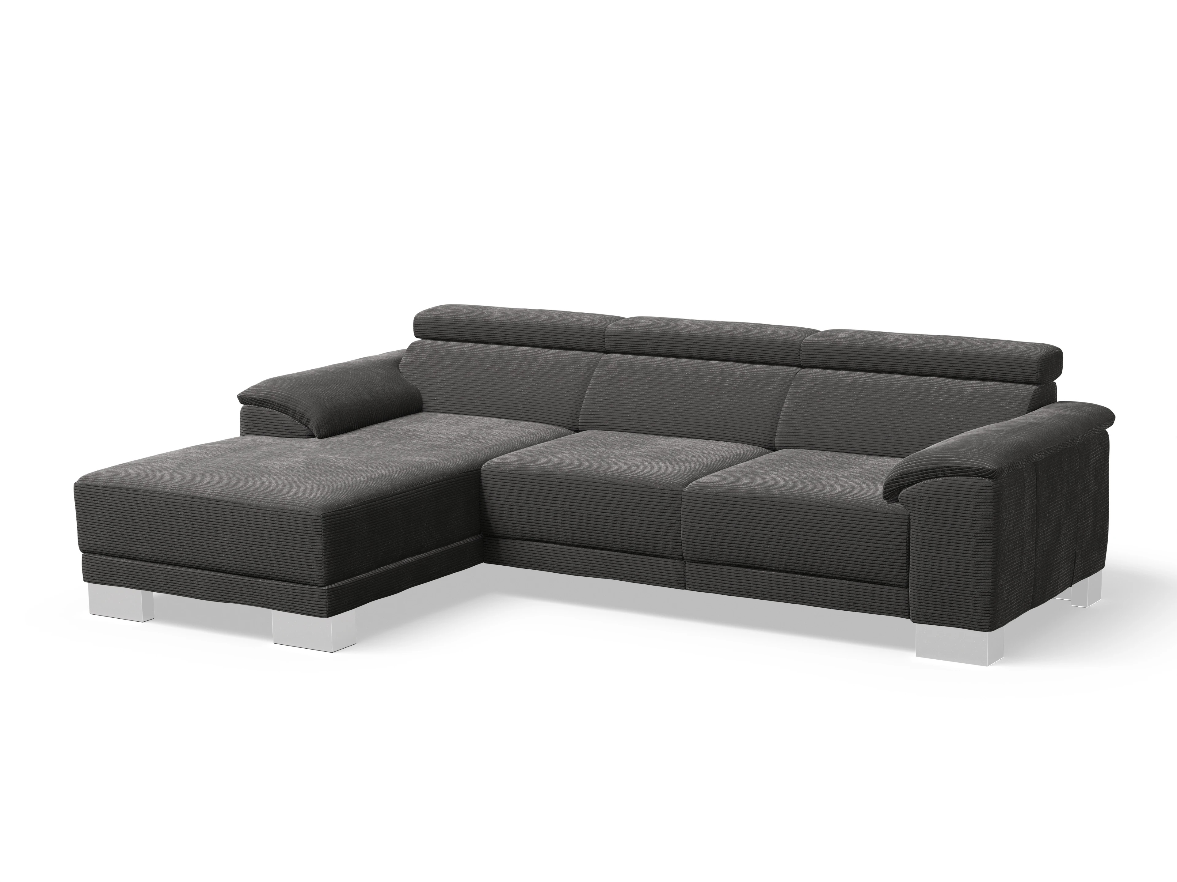 Ansicht des Produktes Antonio Ecksofa links Abschluss offen in Stoff Grau