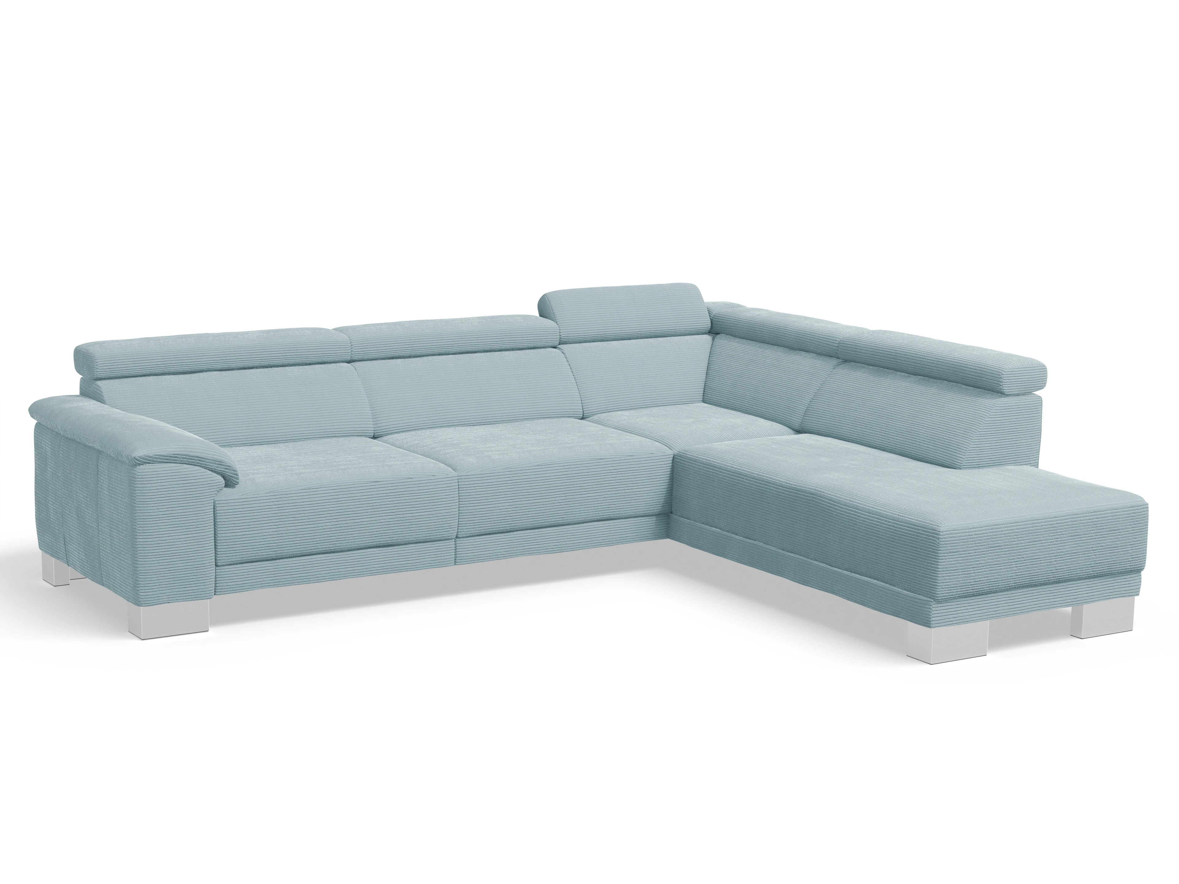 Ansicht des Produktes Antonio Ecksofa rechts Abschluss offen in Stoff Blau