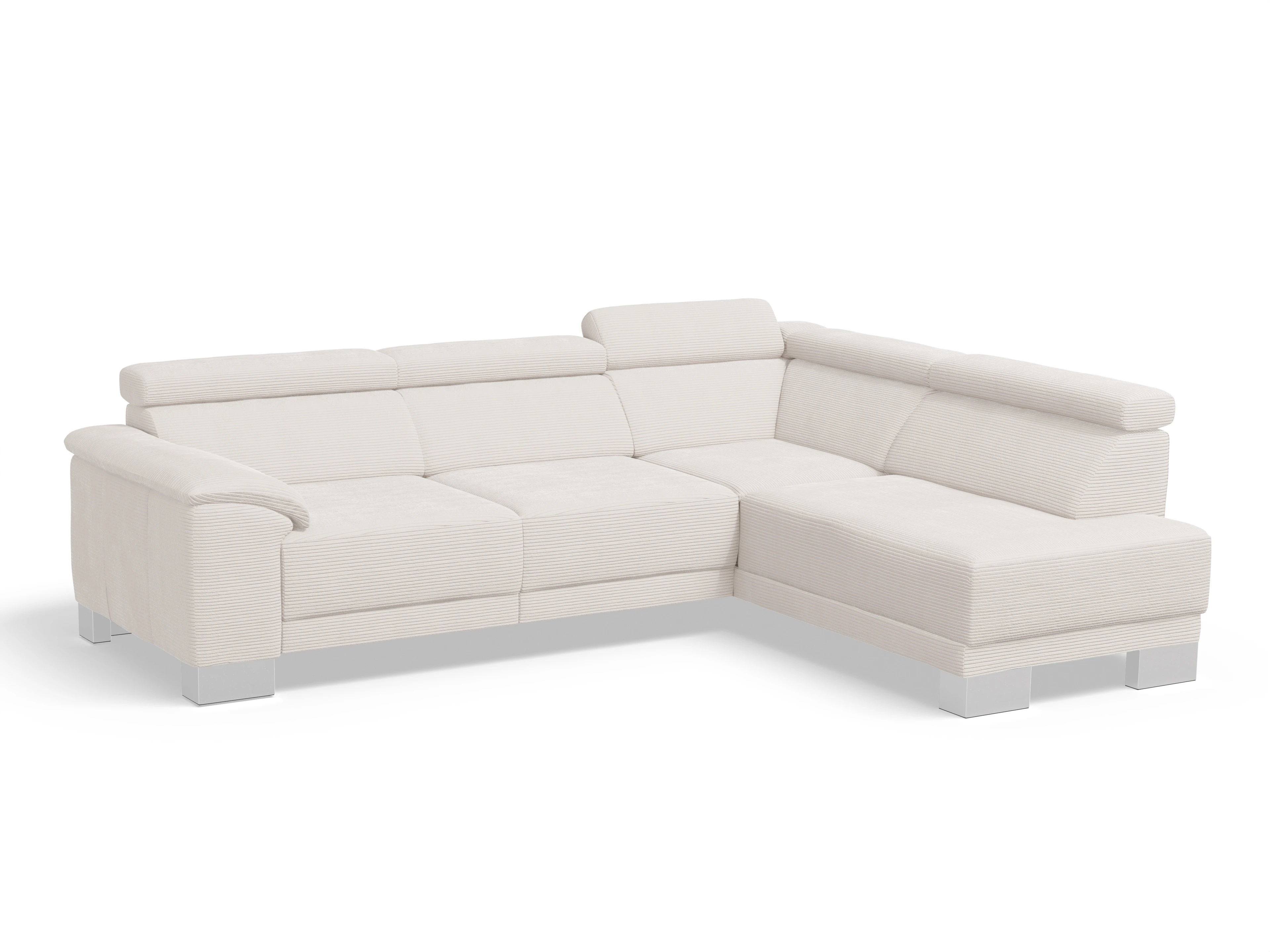 Antonio Ecksofa UM Medium R Ansicht des Produktes Antonio Ecksofa rechts Abschluss offen in Stoff Weiss