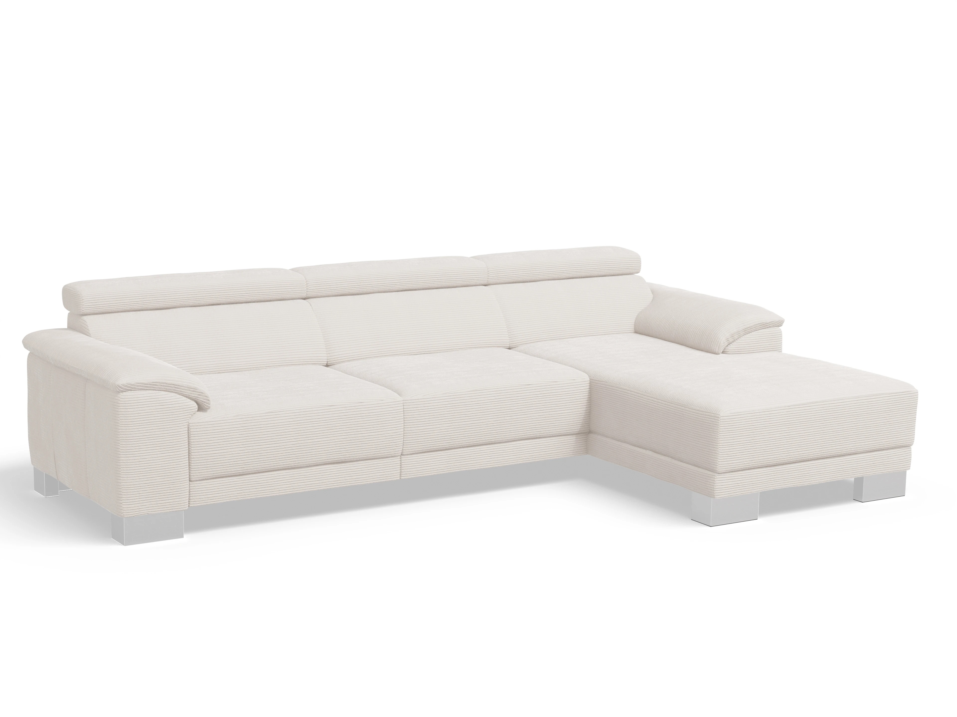Antonio Ecksofa LO Large R Ansicht des Produktes Antonio Ecksofa rechts Abschluss offen in Stoff Weiss