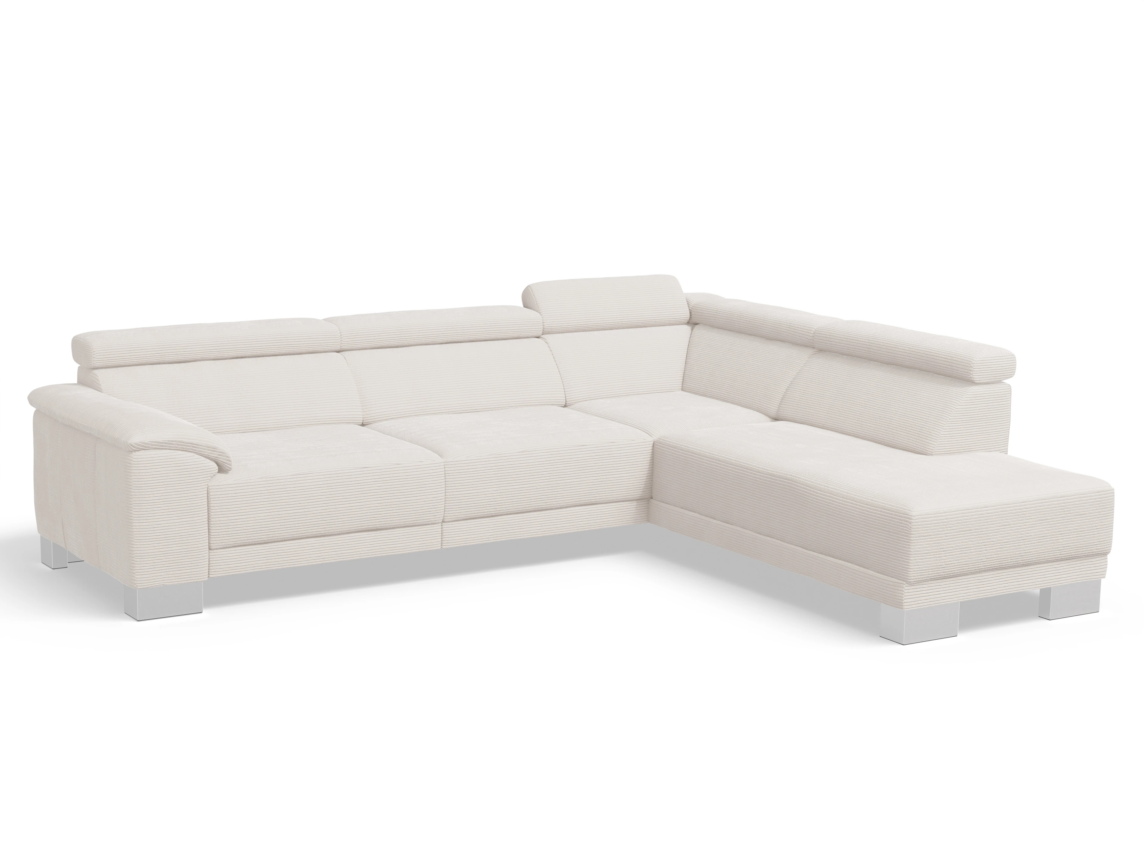 Antonio Ecksofa UM Large Plus R Ansicht des Produktes Antonio Ecksofa rechts Abschluss offen in Stoff Weiss
