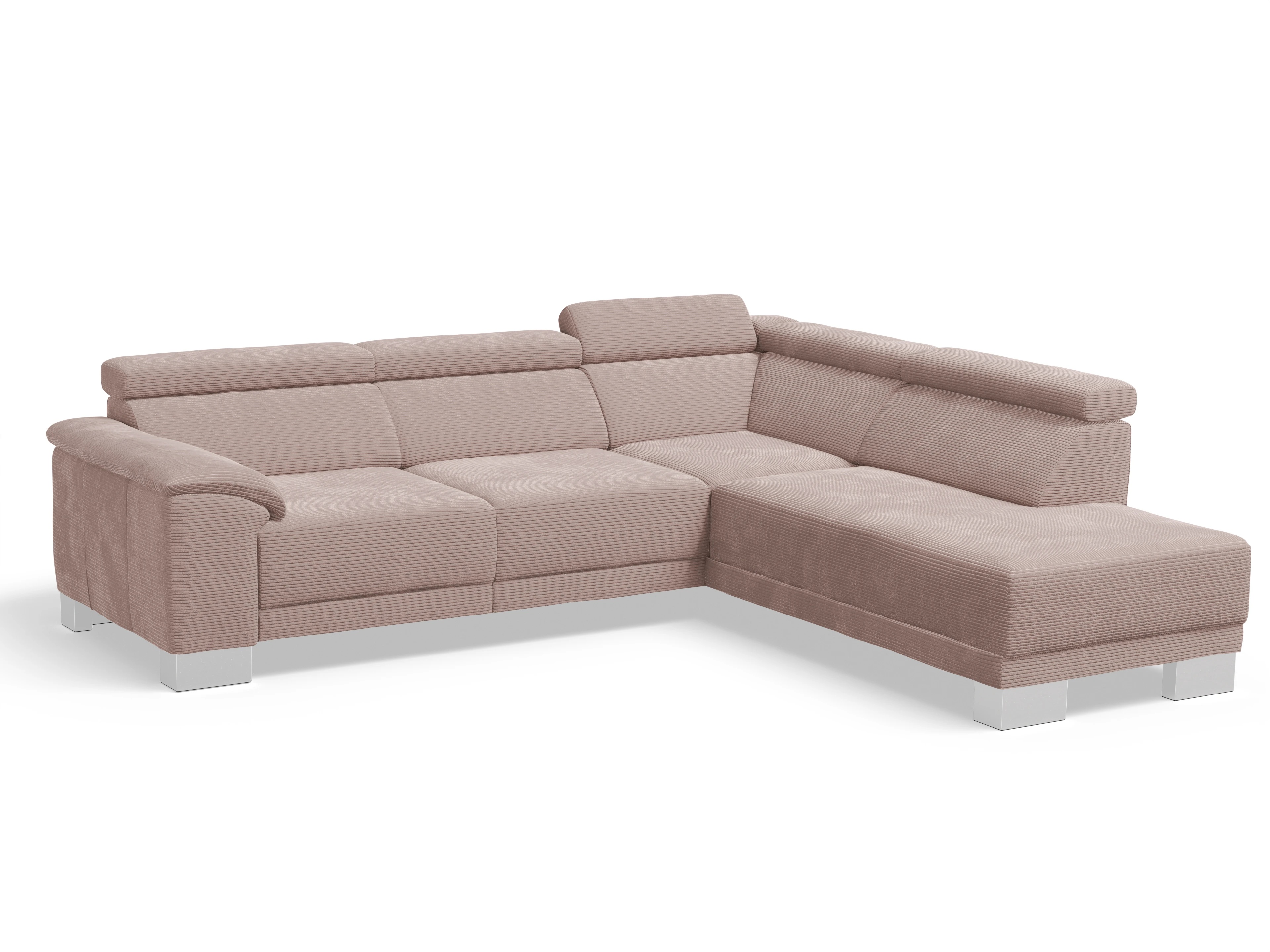 Ansicht des Produktes Antonio Ecksofa rechts Abschluss offen in Stoff Rosa