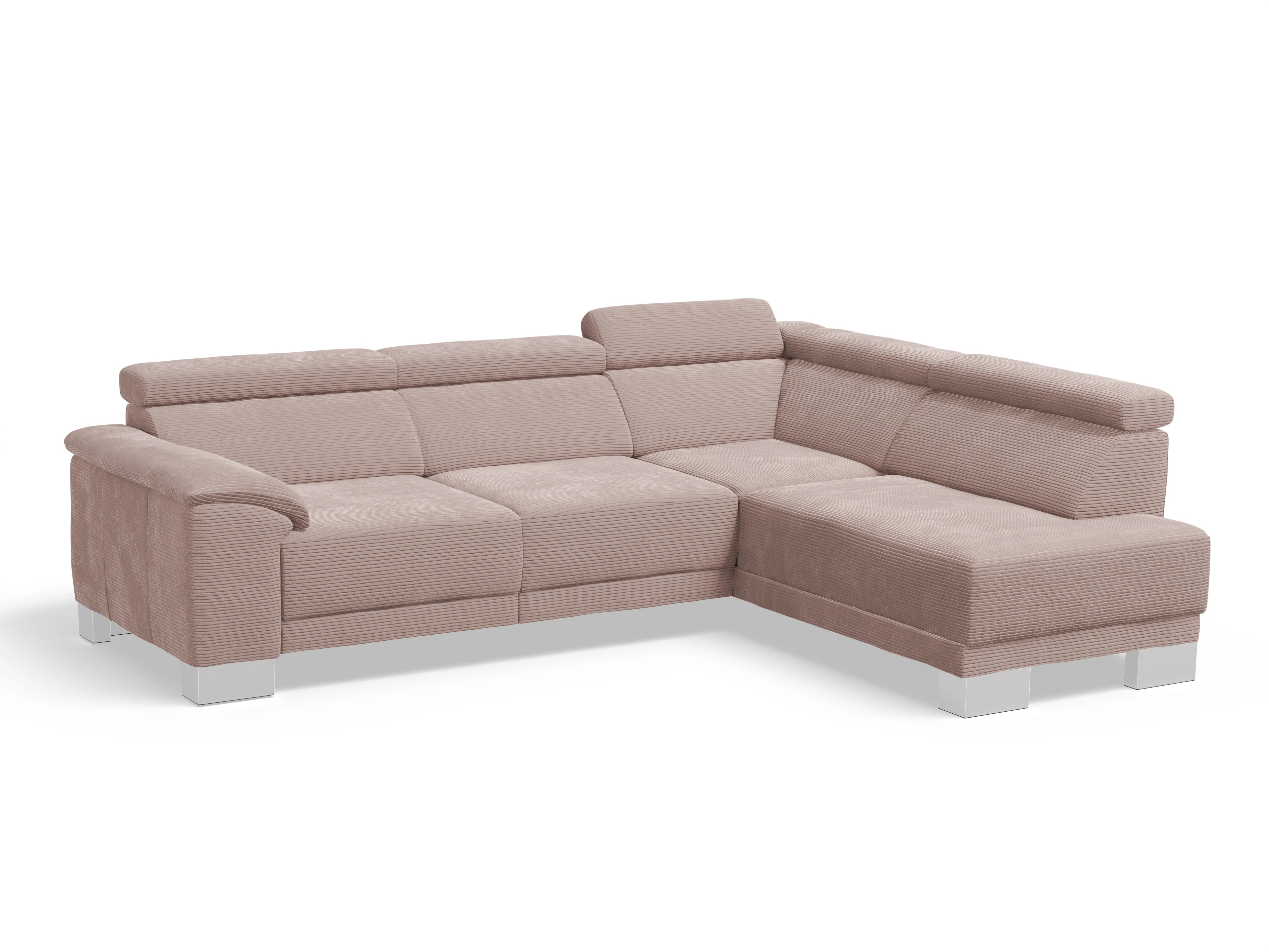 Ansicht des Produktes Antonio Ecksofa rechts Abschluss offen in Stoff Rosa