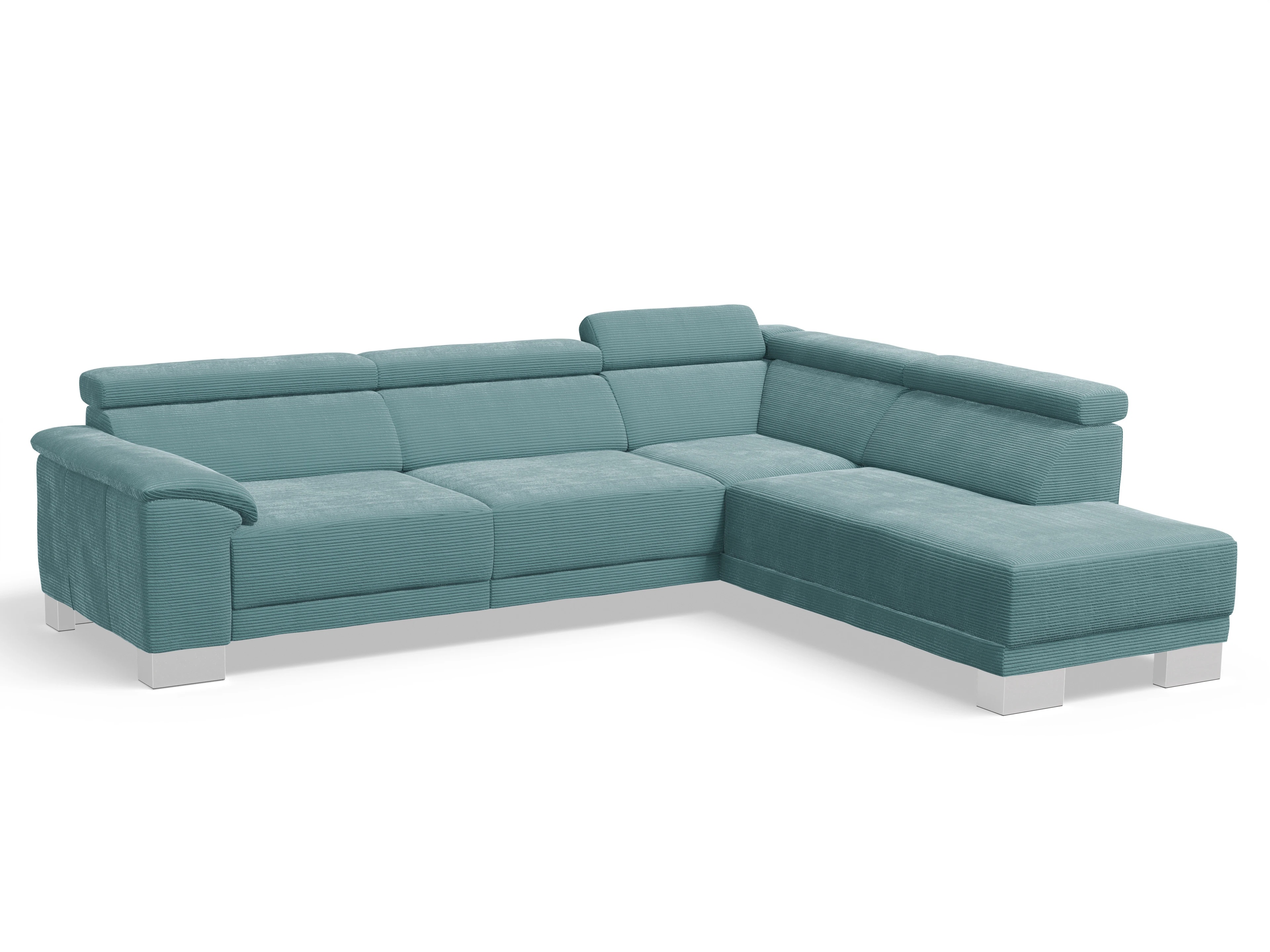 Ansicht des Produktes Antonio Ecksofa rechts Abschluss offen in Stoff Blau