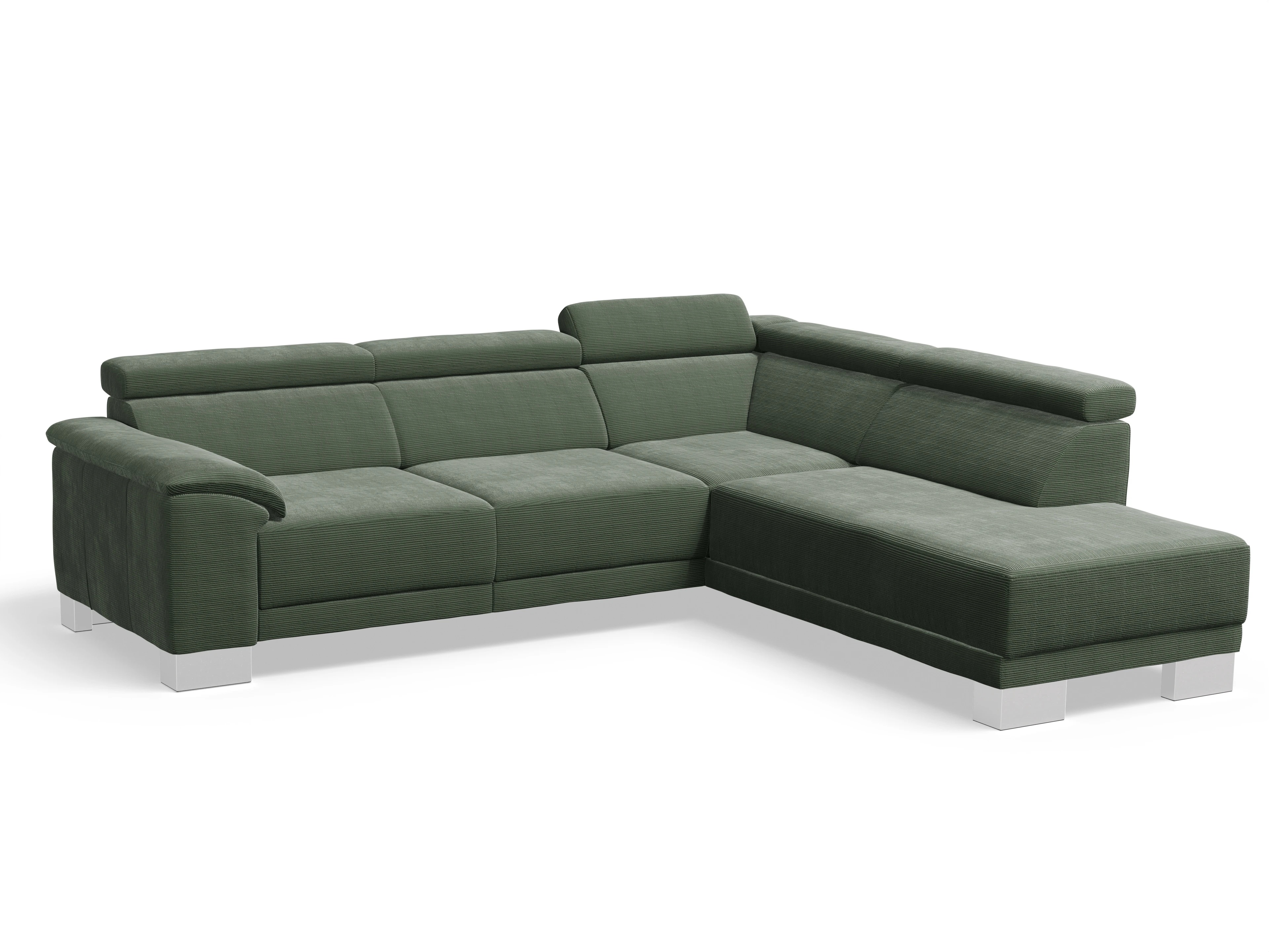 Ansicht des Produktes Antonio Ecksofa rechts Abschluss offen in Stoff Grün