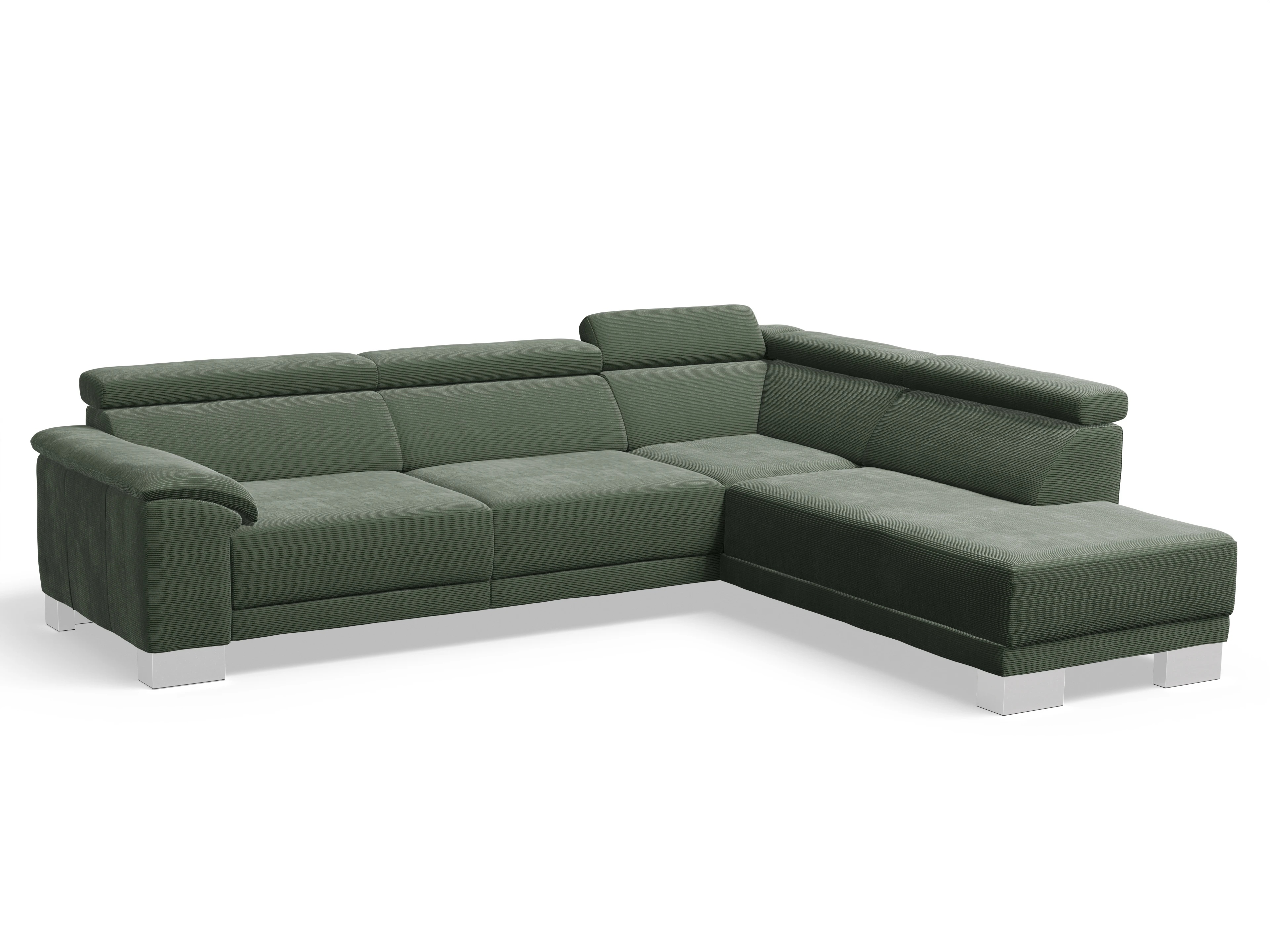 Ansicht des Produktes Antonio Ecksofa rechts Abschluss offen in Stoff Grün