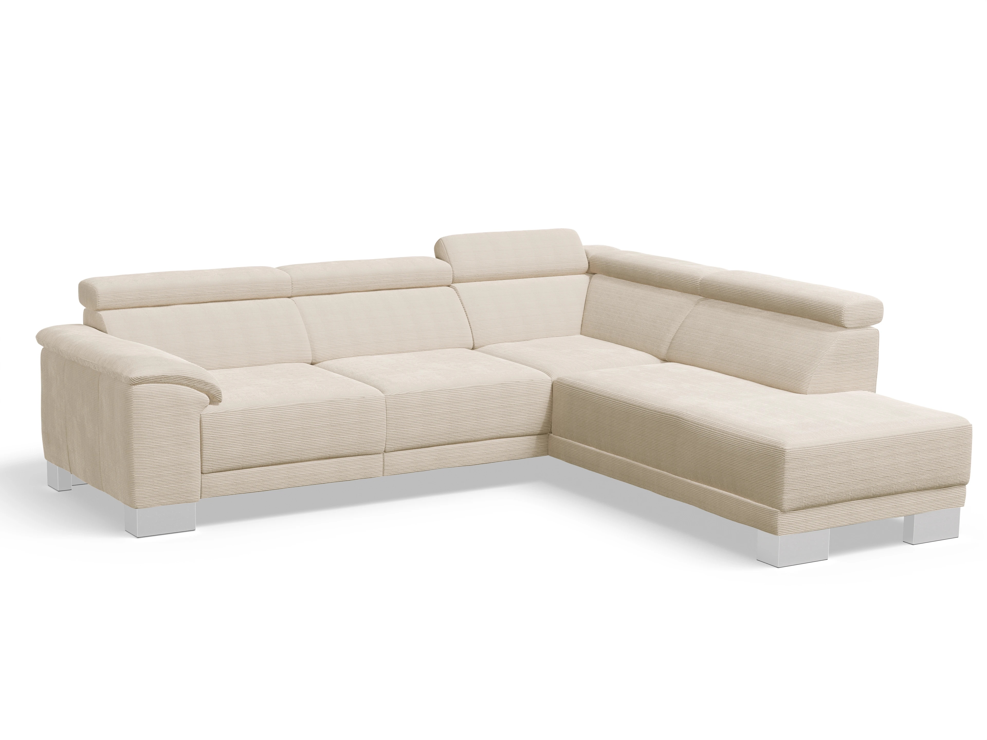 Antonio Ecksofa UM Medium Plus R Ansicht des Produktes Antonio Ecksofa rechts Abschluss offen in Stoff Weiss