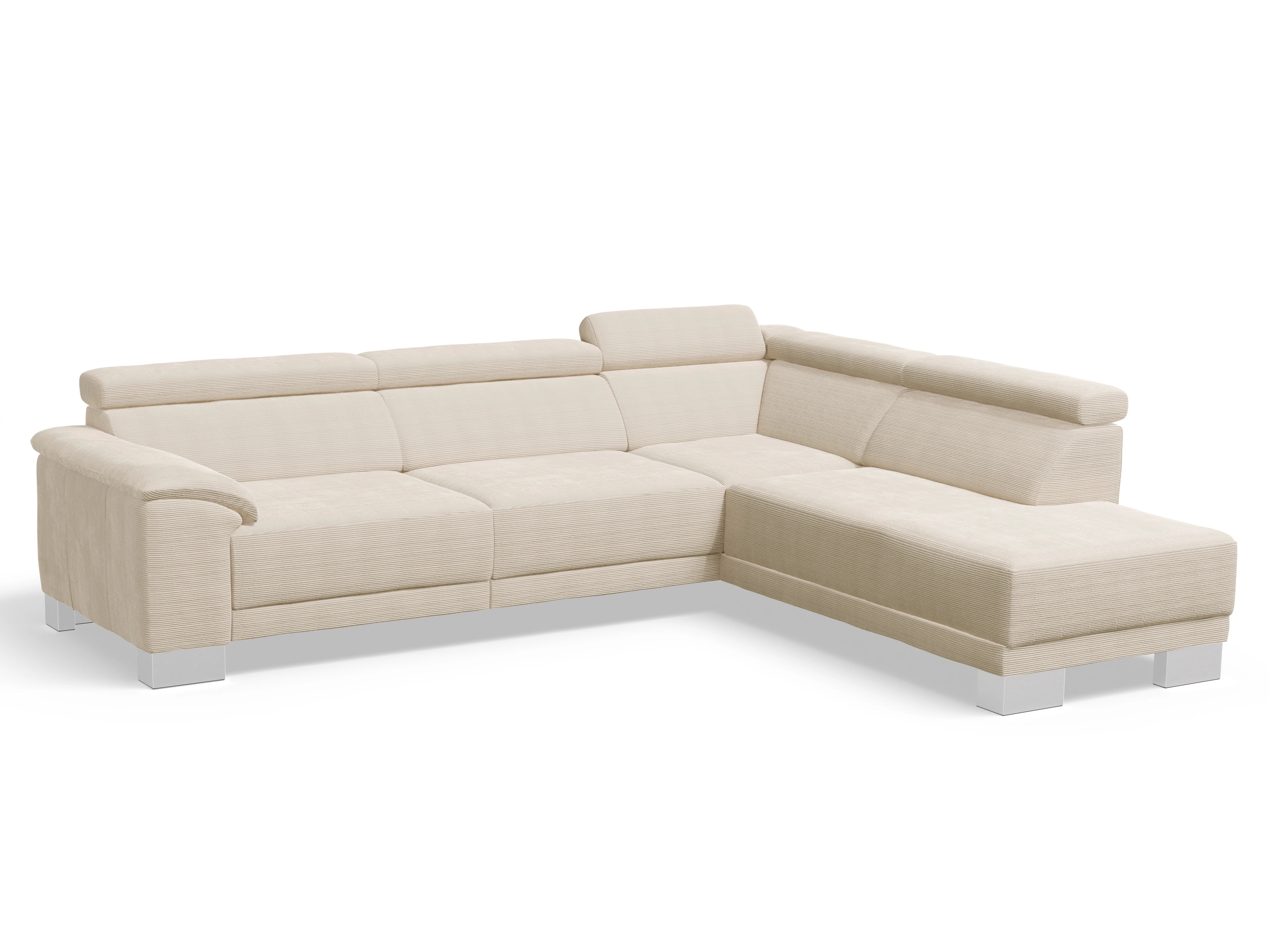 Antonio Ecksofa UM Large Plus R Ansicht des Produktes Antonio Ecksofa rechts Abschluss offen in Stoff Weiss