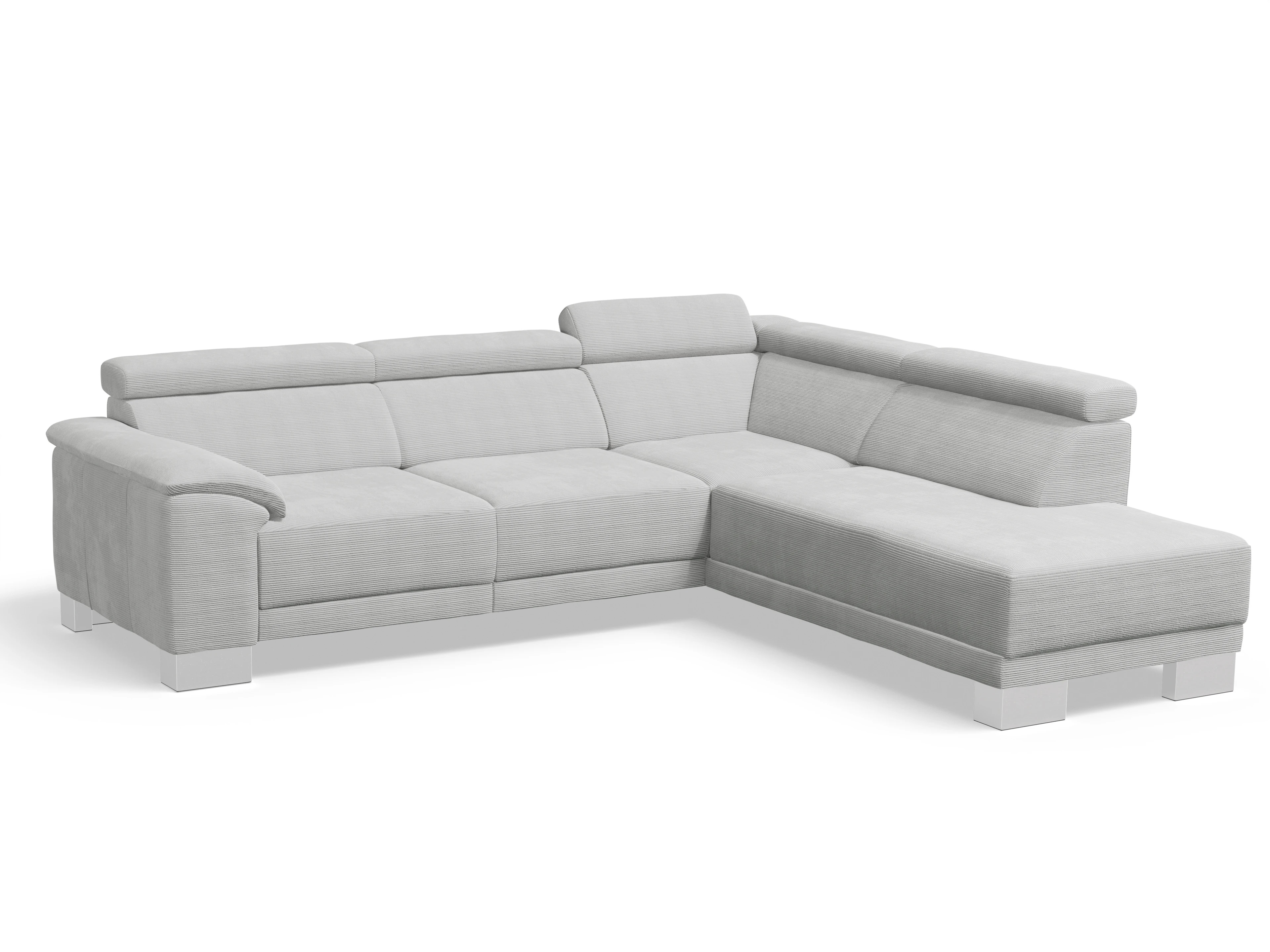 Antonio Ecksofa UM Medium Plus R Ansicht des Produktes Antonio Ecksofa rechts Abschluss offen in Stoff Grau