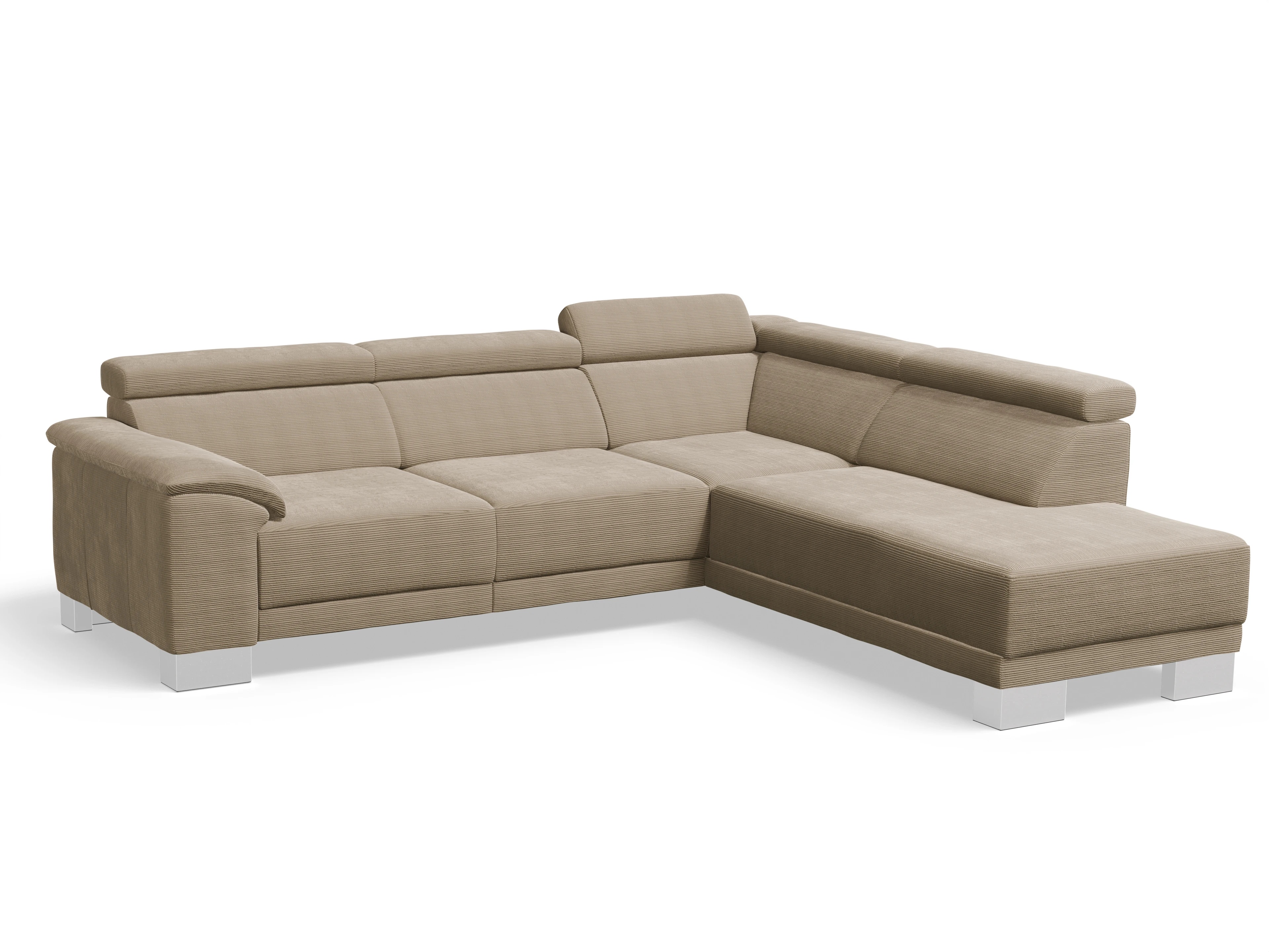 Ansicht des Produktes Antonio Ecksofa rechts Abschluss offen in Stoff Braun