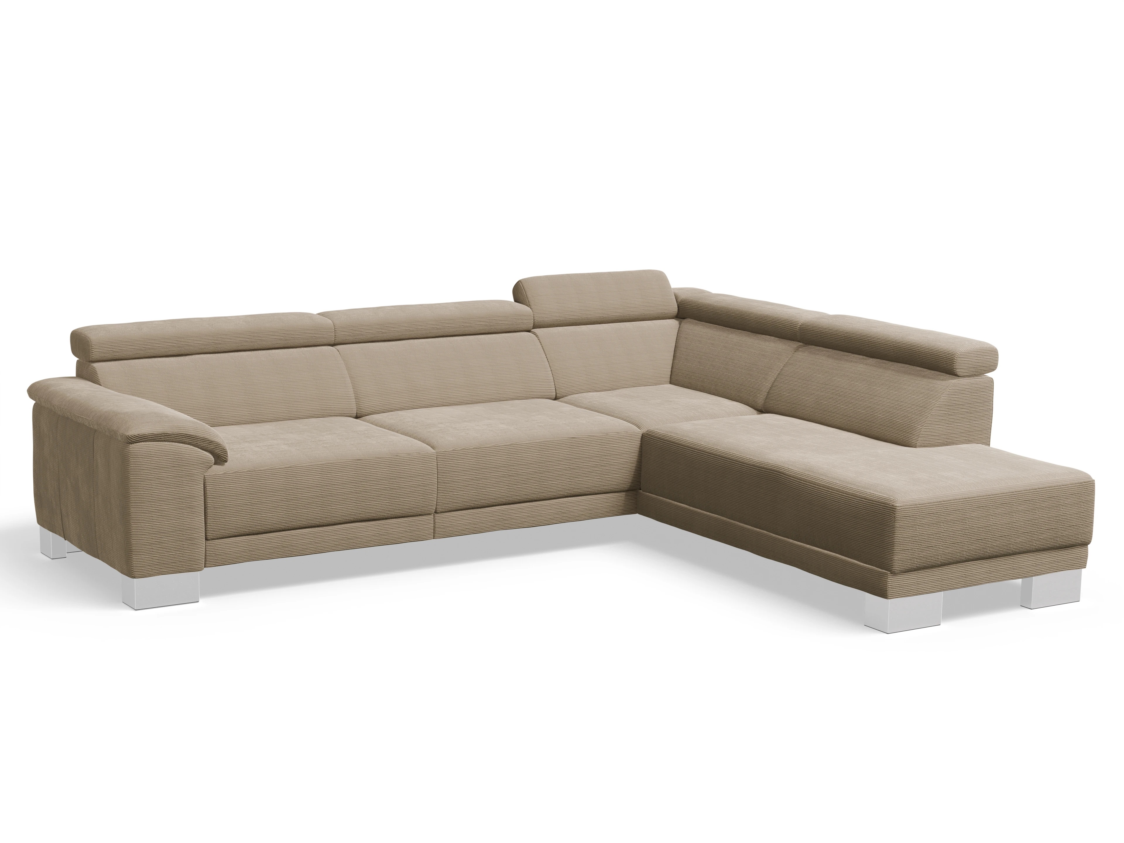 Antonio Ecksofa UM Large Plus R Ansicht des Produktes Antonio Ecksofa rechts Abschluss offen in Stoff Braun