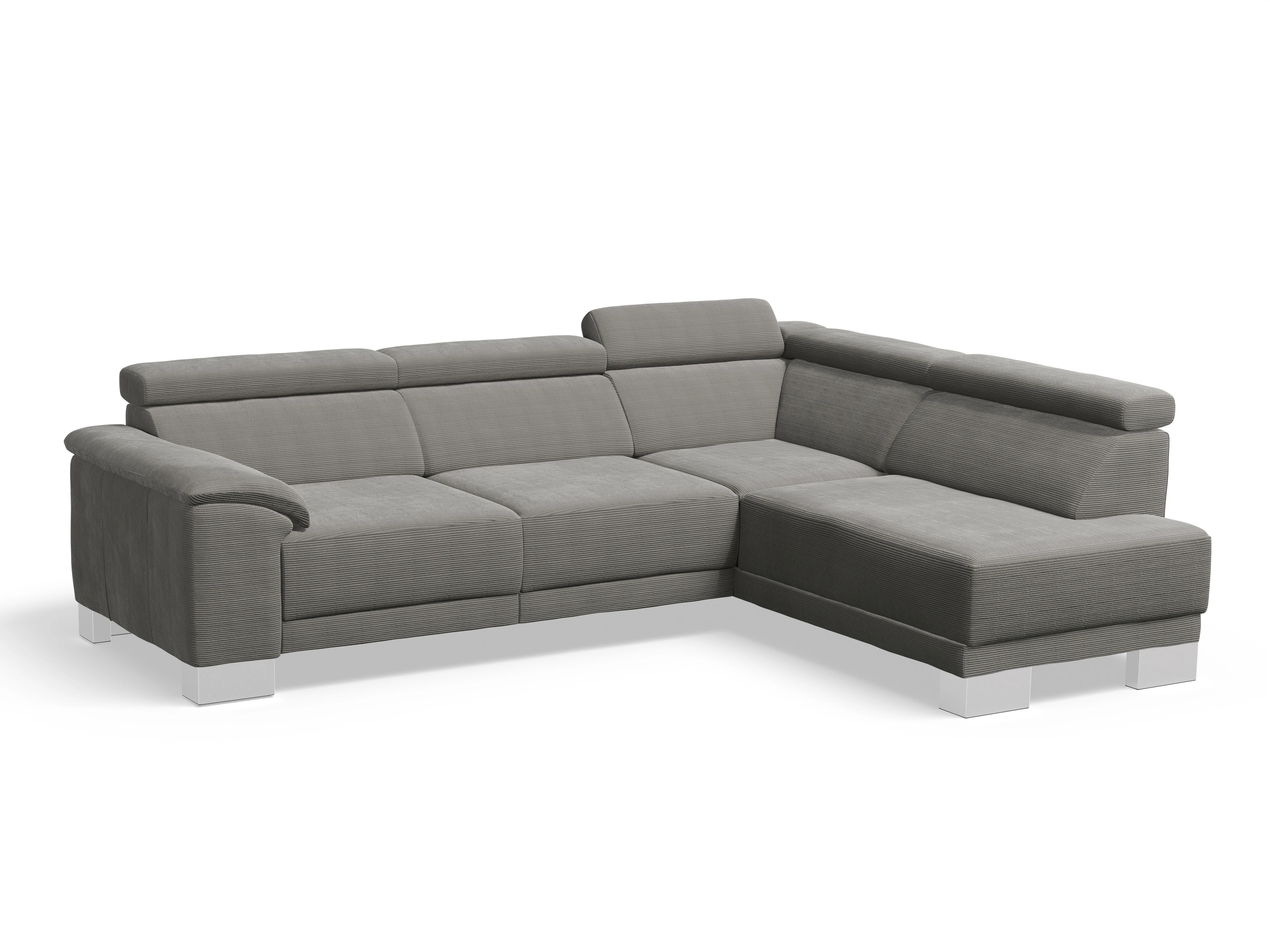 Ansicht des Produktes Antonio Ecksofa rechts Abschluss offen in Stoff Grau