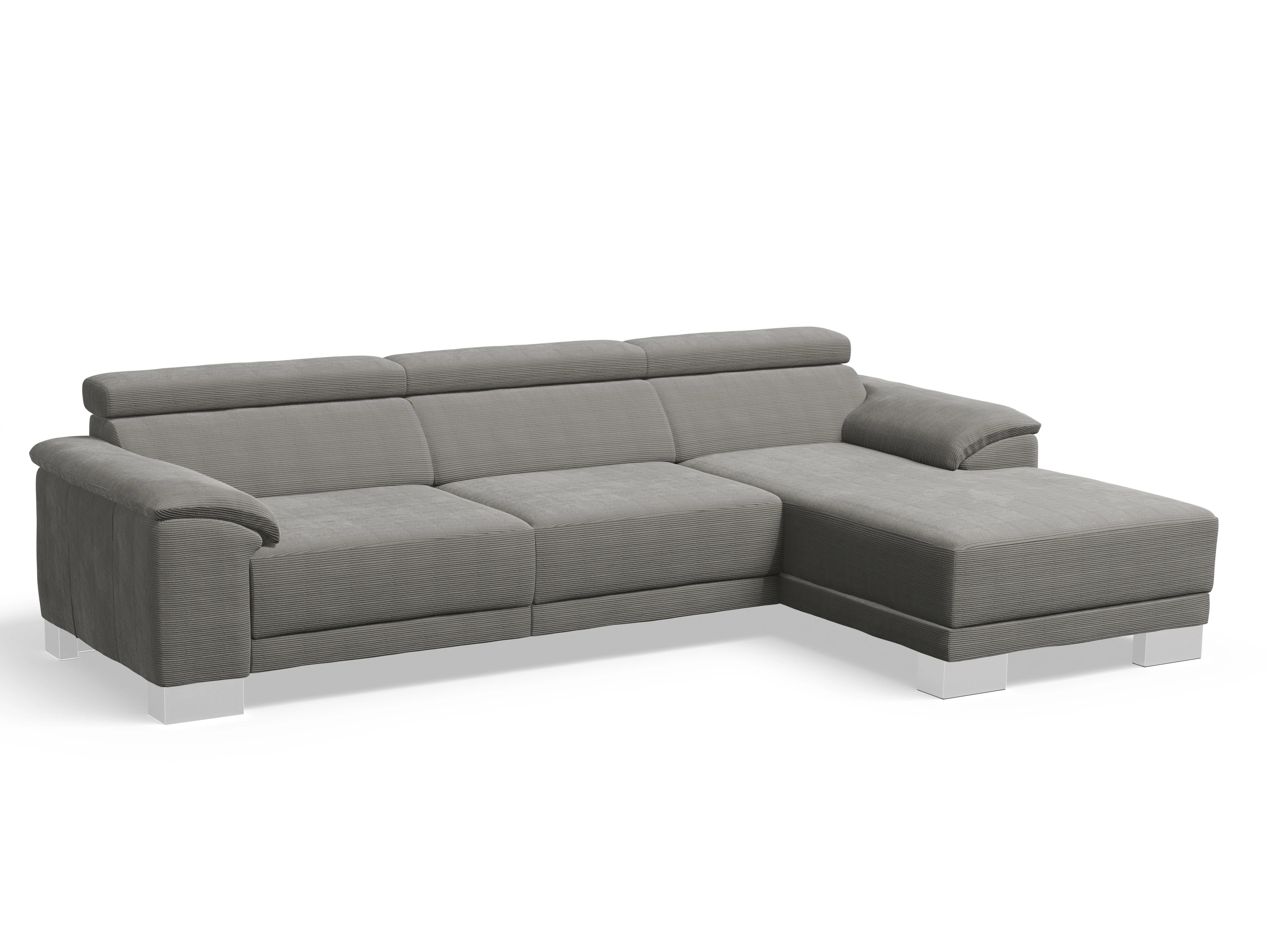 Antonio Ecksofa LO Large R Ansicht des Produktes Antonio Ecksofa rechts Abschluss offen in Stoff Grau