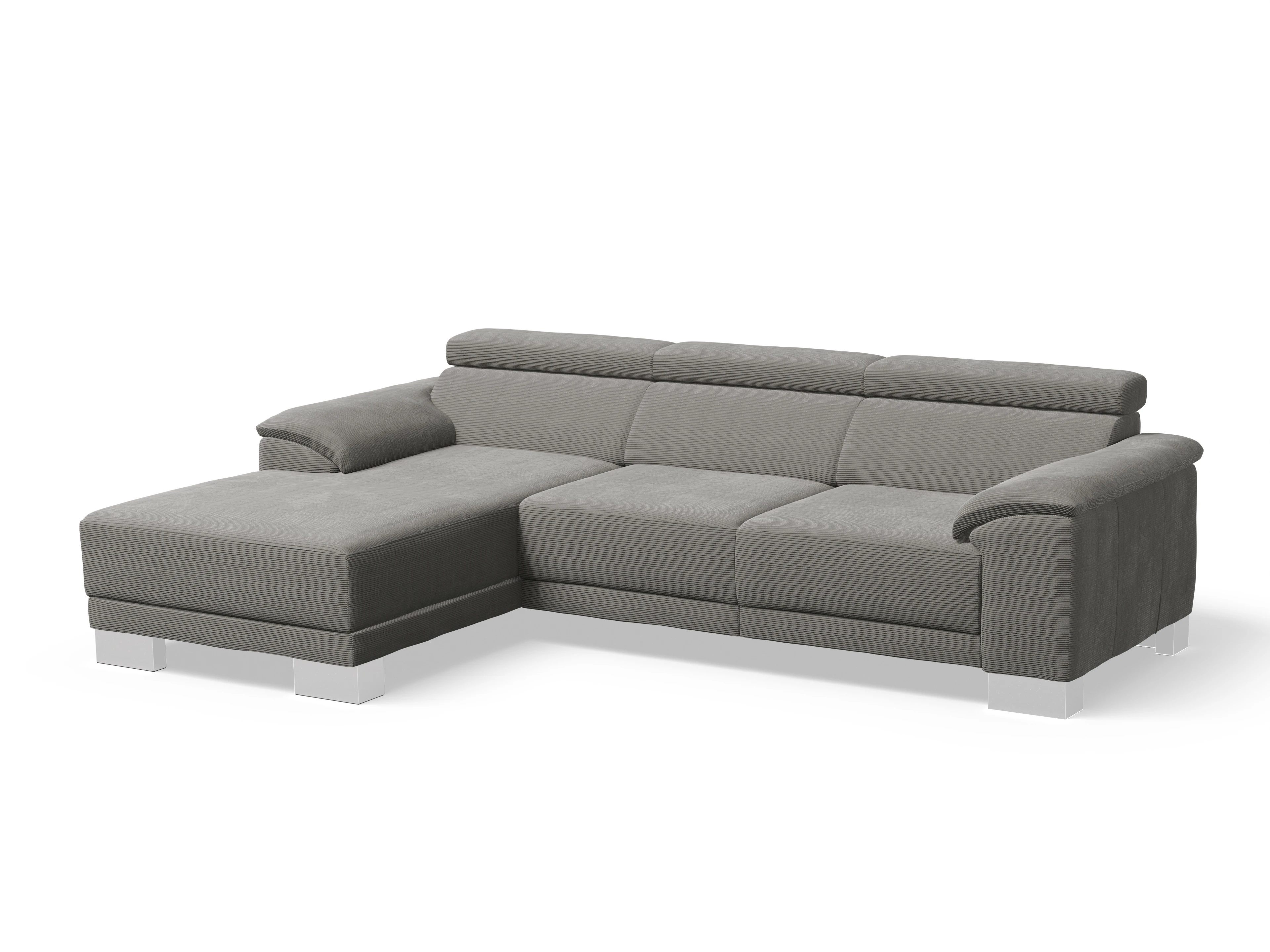 Ansicht des Produktes Antonio Ecksofa links Abschluss offen in Stoff Grau