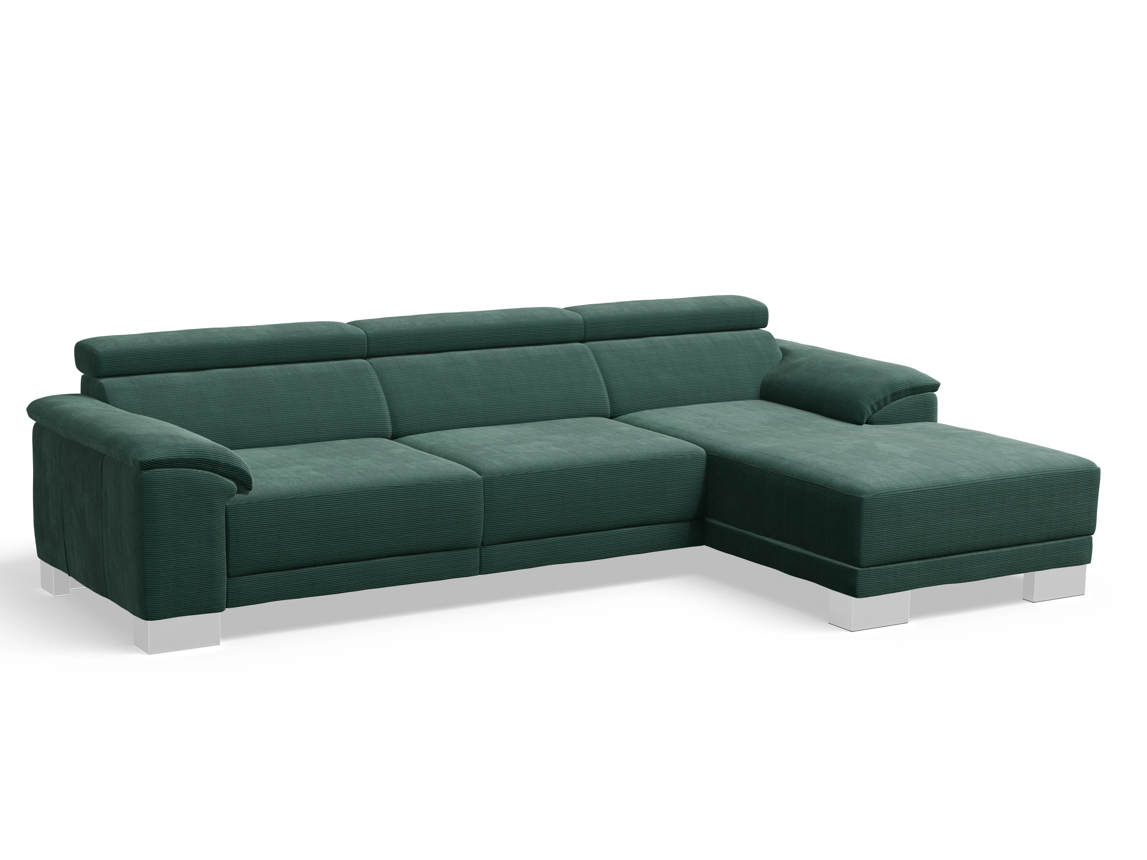 Ansicht des Produktes Antonio Ecksofa rechts Abschluss offen in Stoff Grün