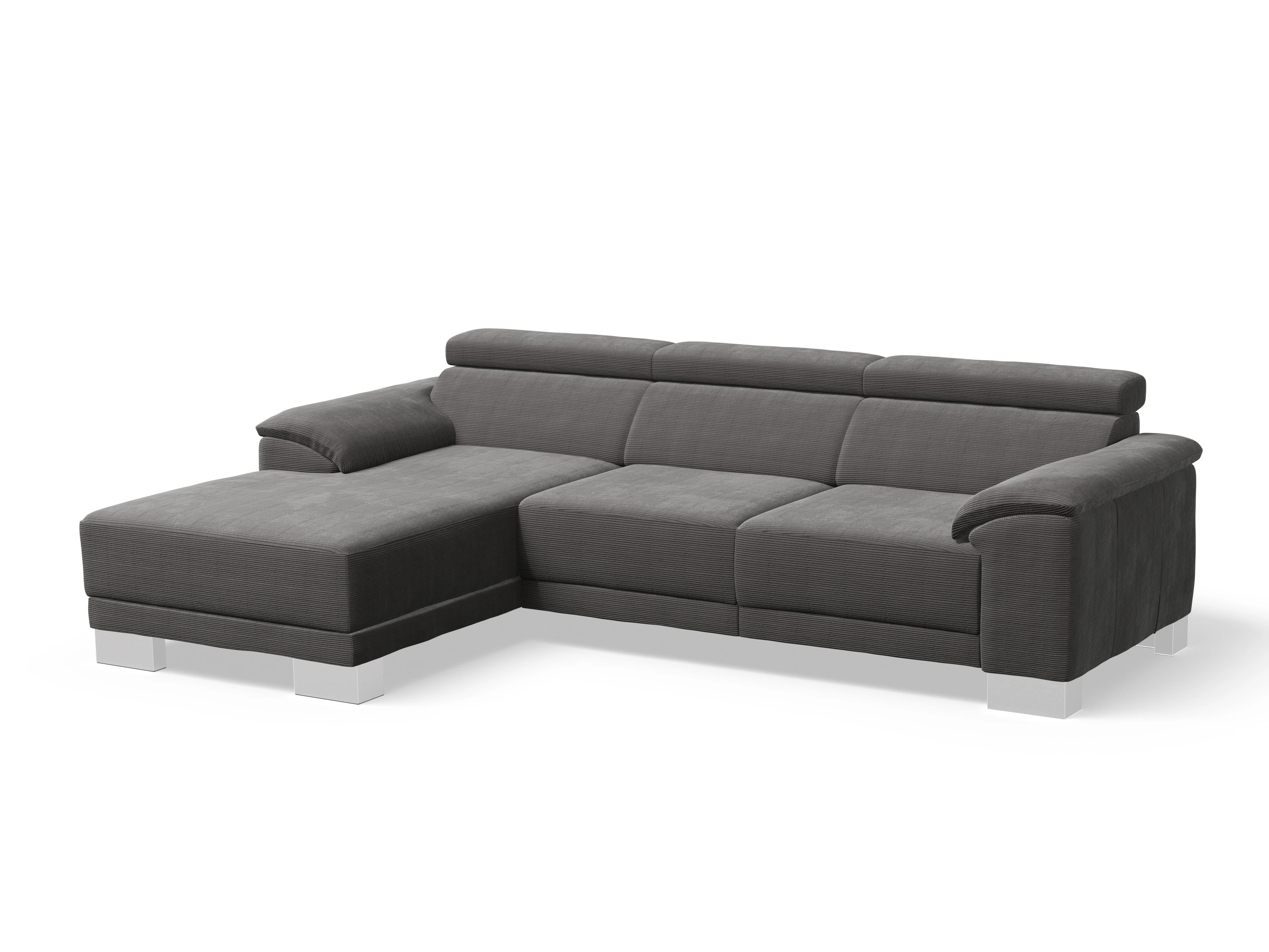 Ansicht des Produktes Antonio Ecksofa links Abschluss offen in Stoff Grau