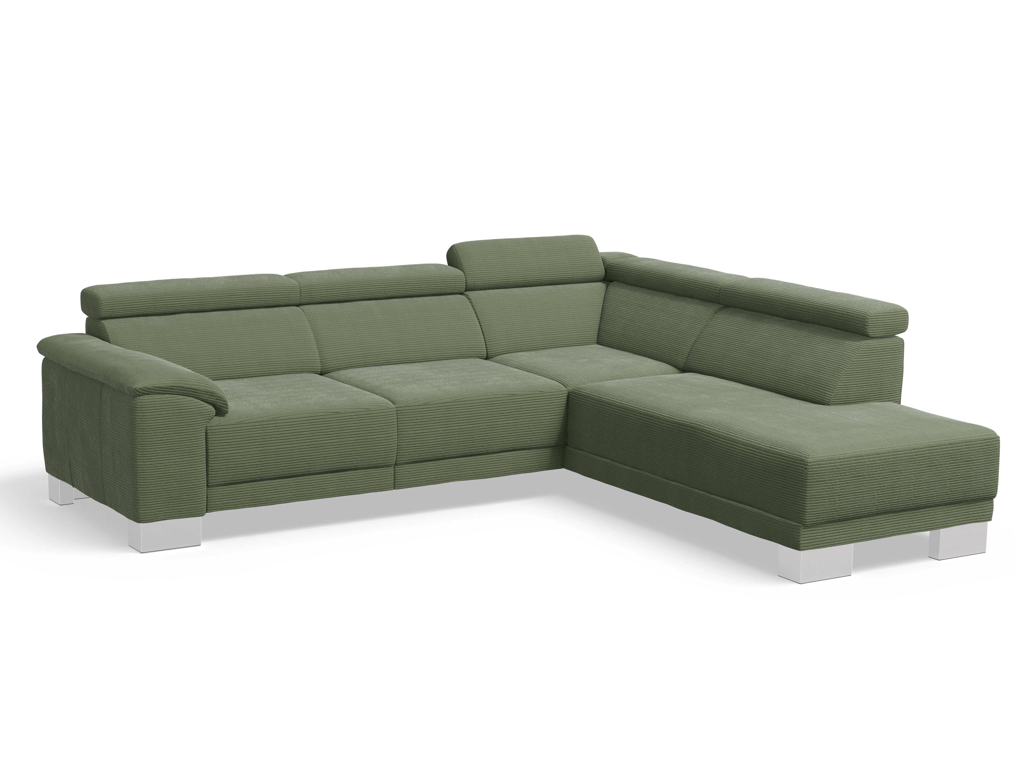 Ansicht des Produktes Antonio Ecksofa rechts Abschluss offen in Stoff Grün