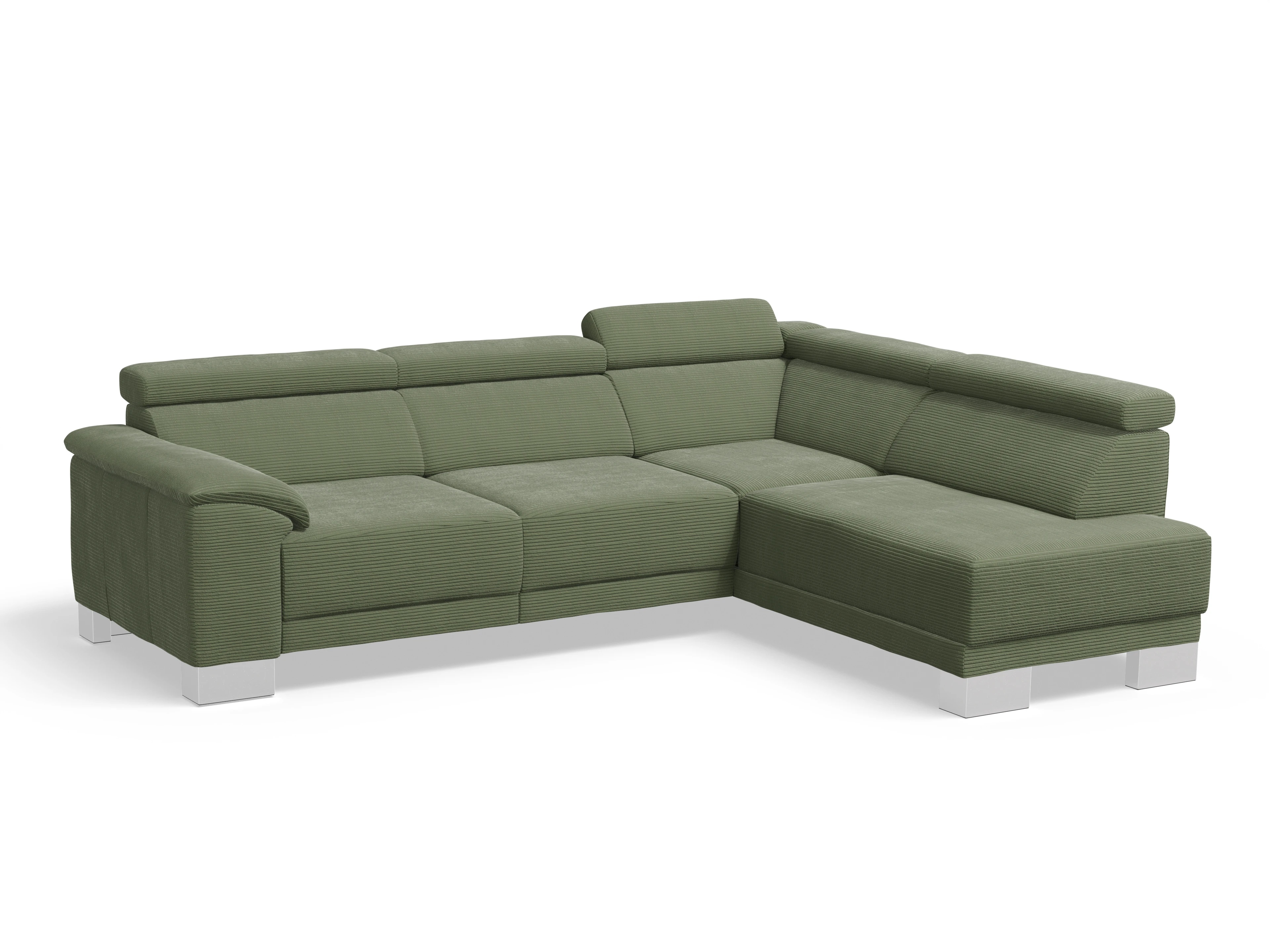 Ansicht des Produktes Antonio Ecksofa rechts Abschluss offen in Stoff Grün