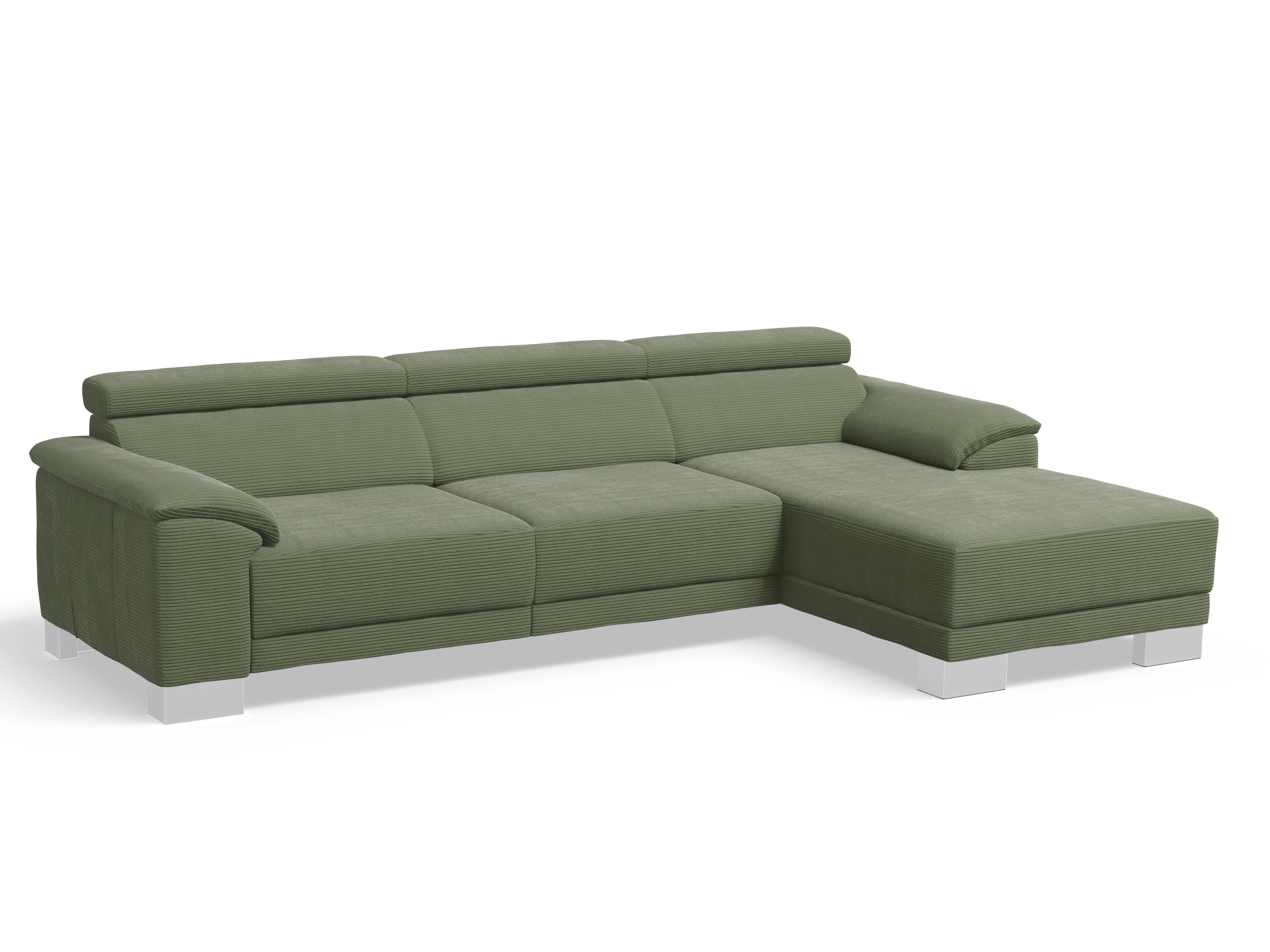 Antonio Ecksofa LO Large R Ansicht des Produktes Antonio Ecksofa rechts Abschluss offen in Stoff Grün