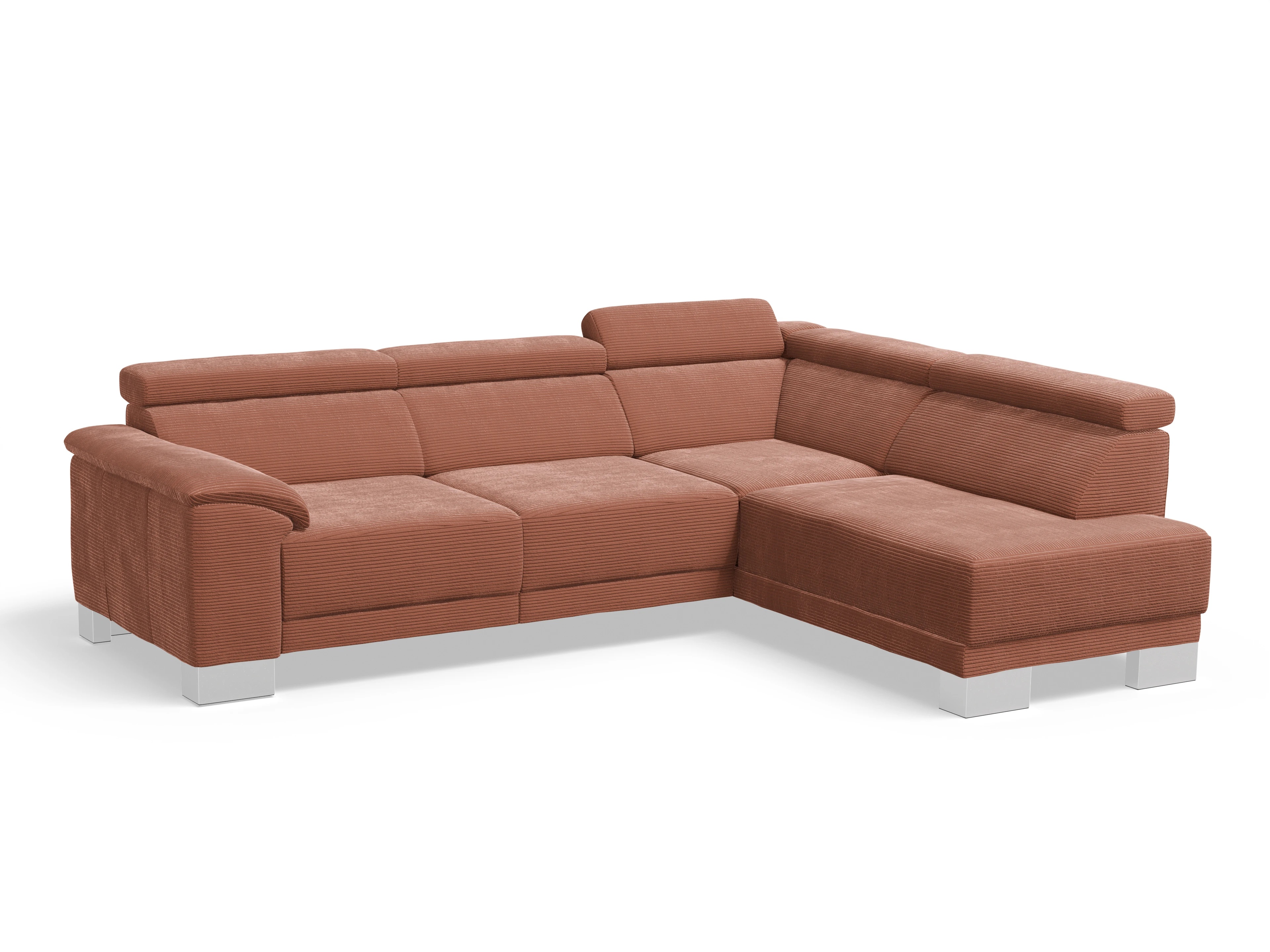 Antonio Ecksofa UM Medium R Ansicht des Produktes Antonio Ecksofa rechts Abschluss offen in Stoff Braun
