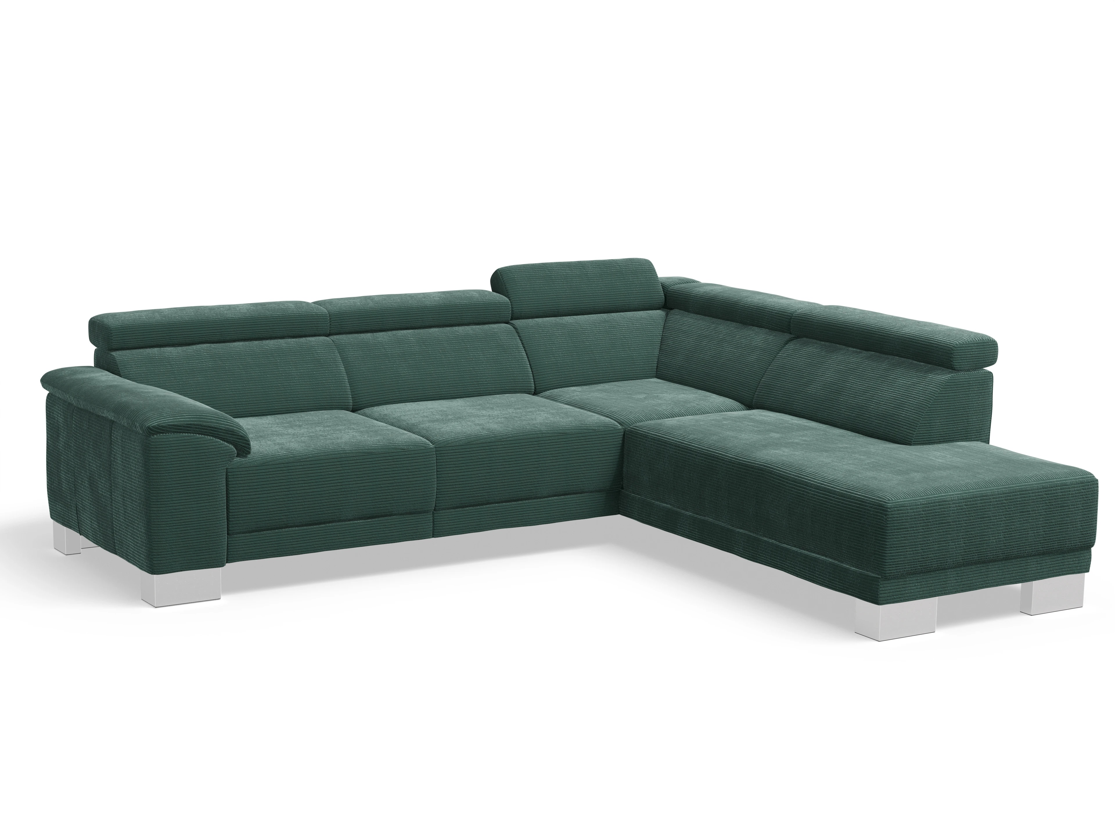 Ansicht des Produktes Antonio Ecksofa rechts Abschluss offen in Stoff Grün