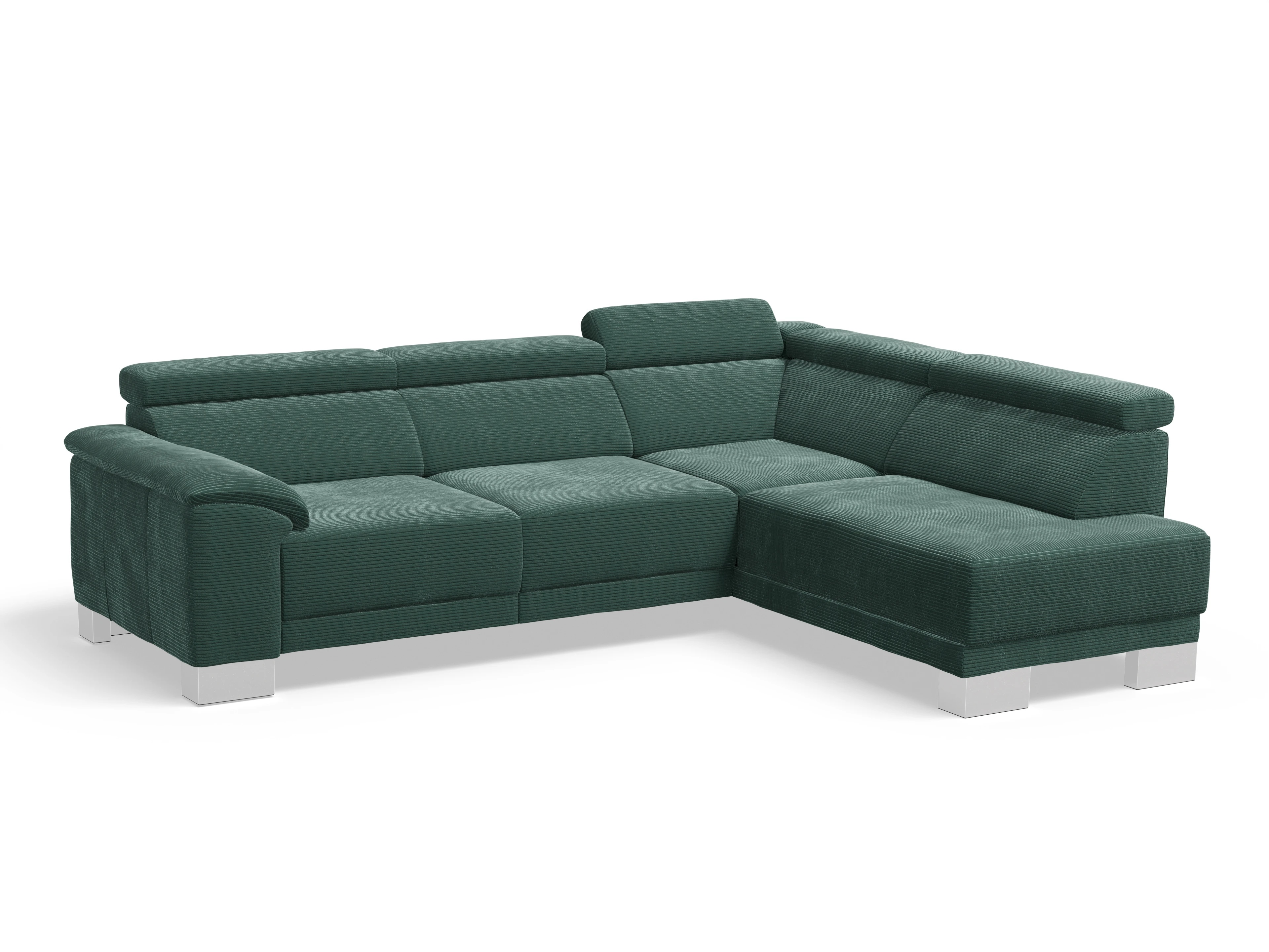 Antonio Ecksofa UM Medium R Ansicht des Produktes Antonio Ecksofa rechts Abschluss offen in Stoff Grün