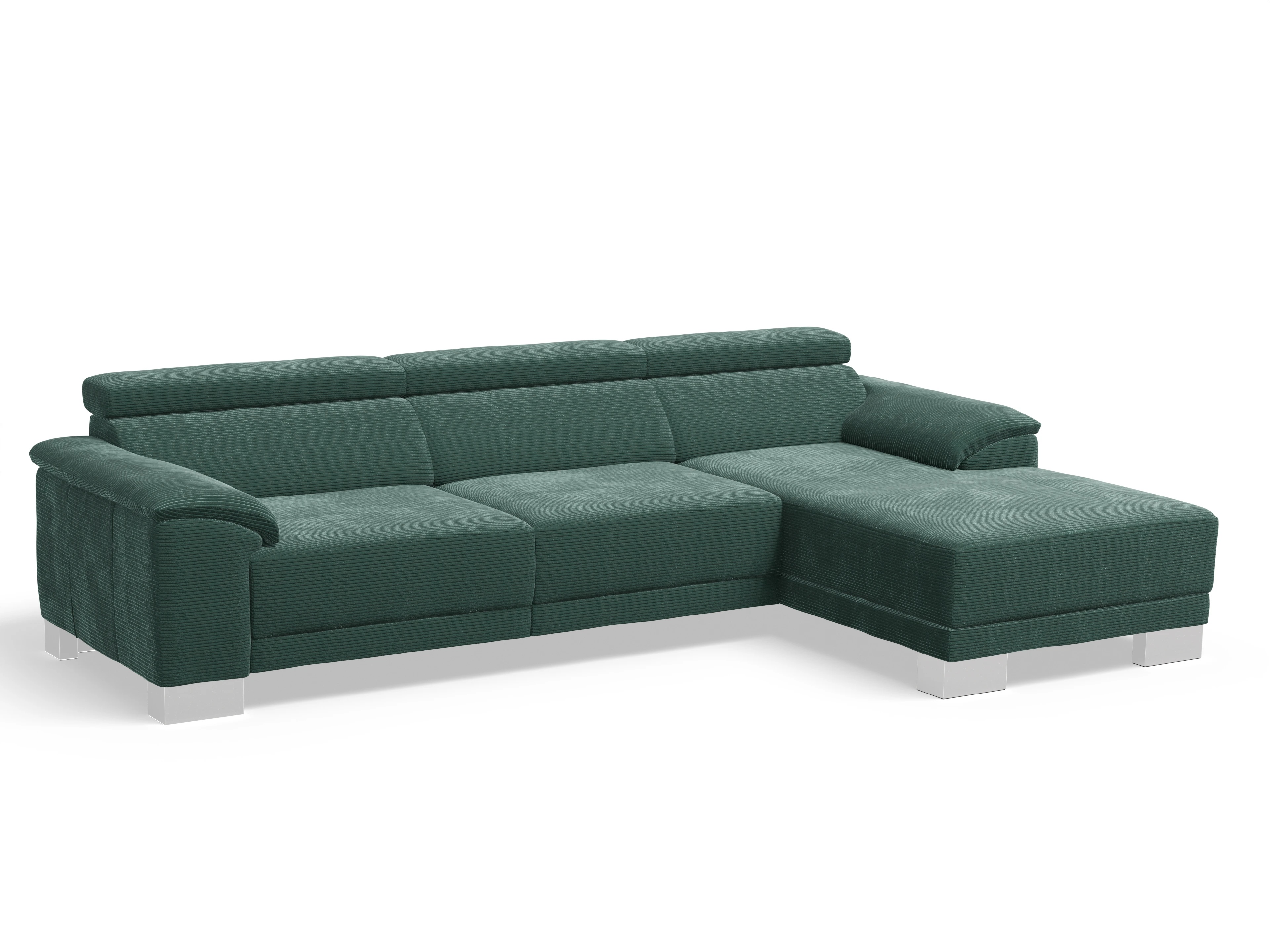 Ansicht des Produktes Antonio Ecksofa rechts Abschluss offen in Stoff Grün