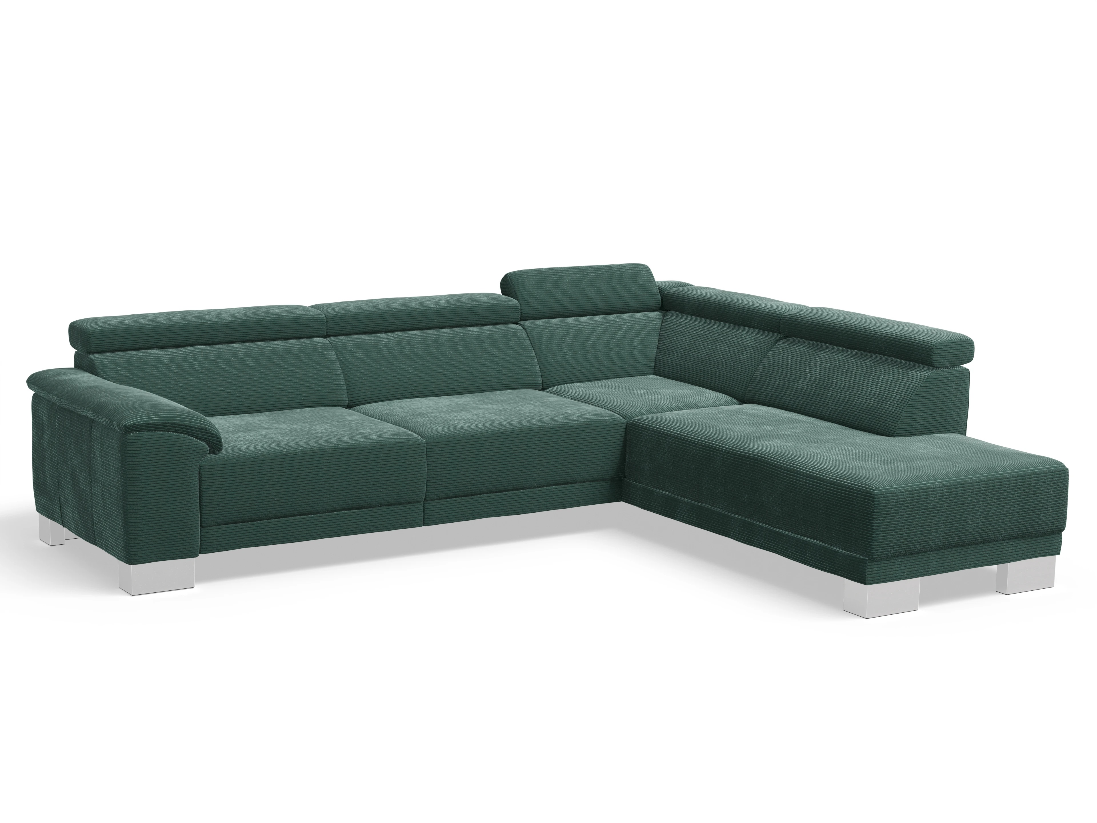 Antonio Ecksofa UM Large Plus R Ansicht des Produktes Antonio Ecksofa rechts Abschluss offen in Stoff Grün