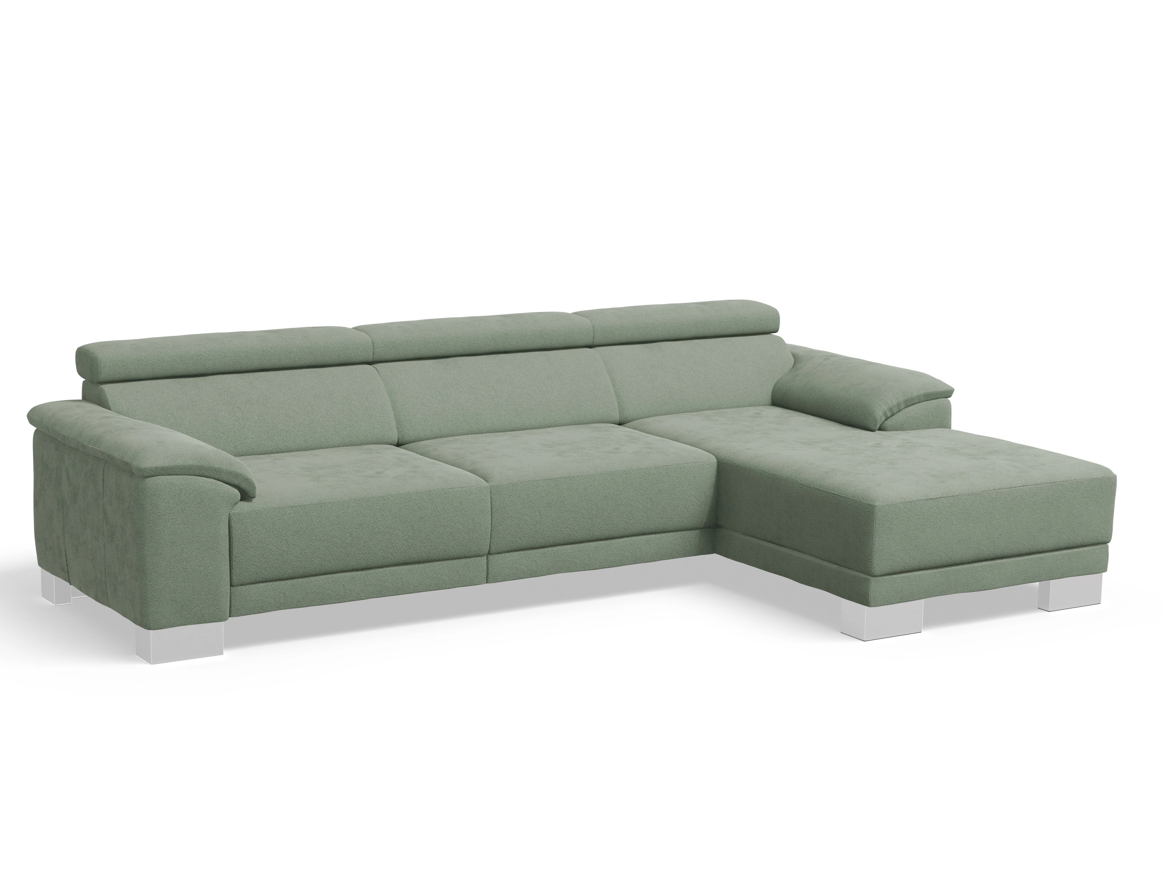 Ansicht des Produktes Antonio Ecksofa rechts Abschluss offen in Stoff Grün