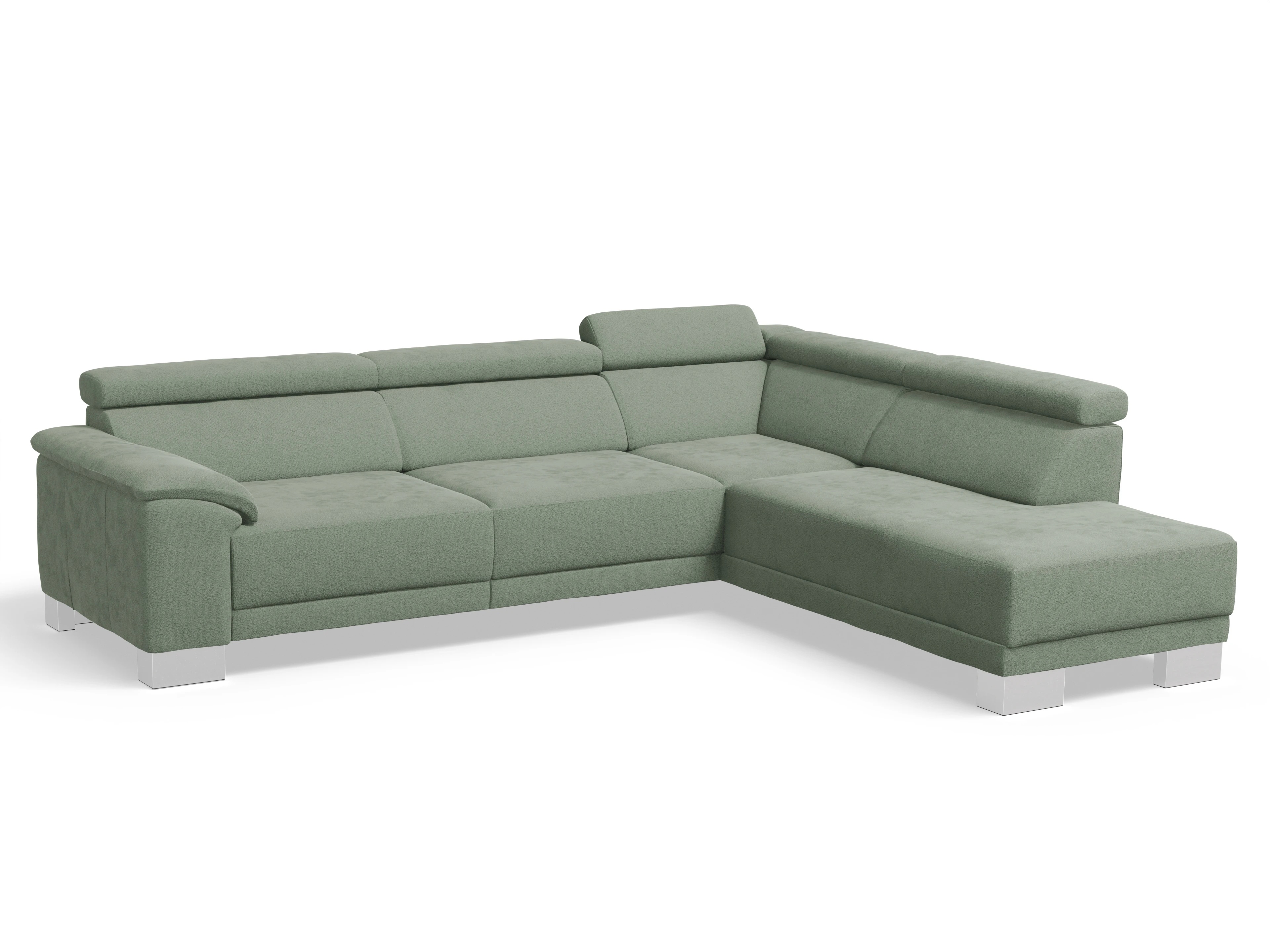 Ansicht des Produktes Antonio Ecksofa rechts Abschluss offen in Stoff Grün