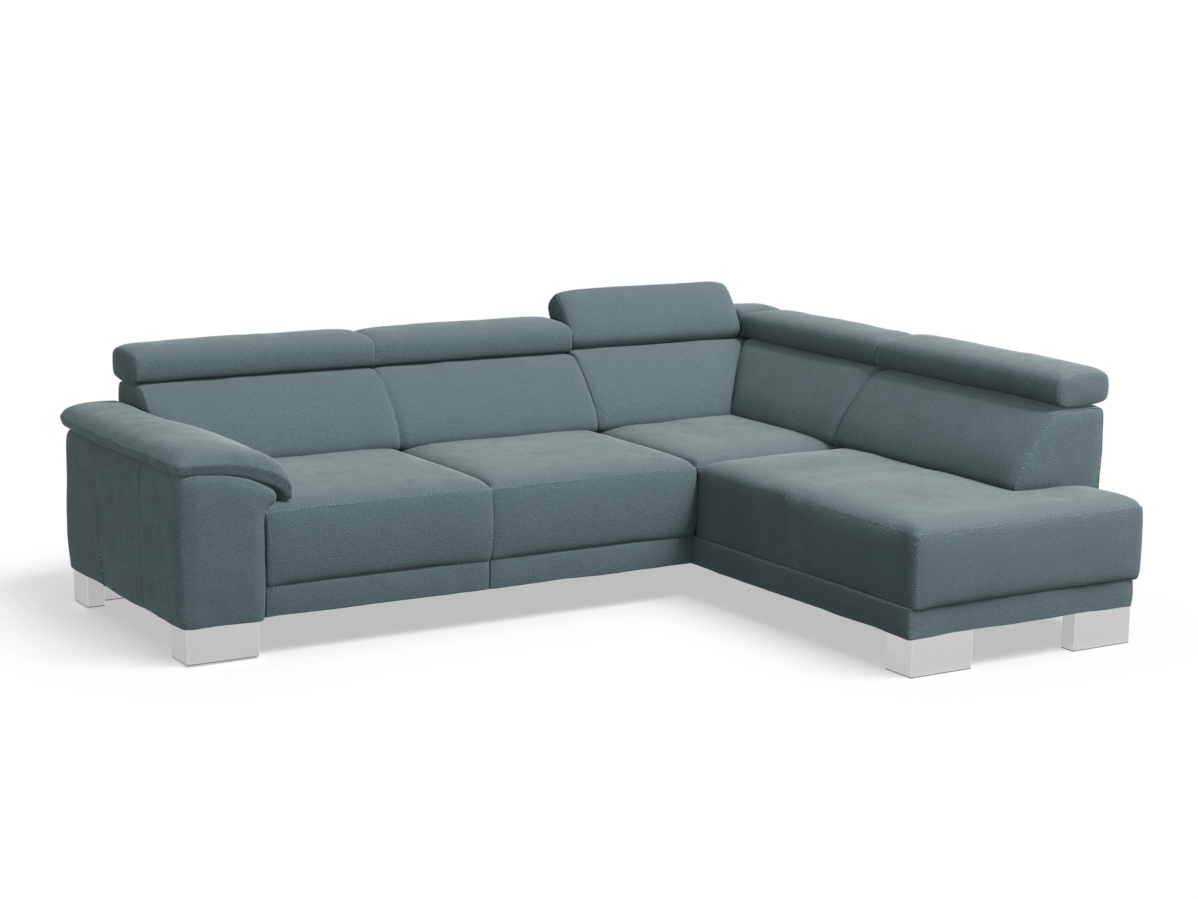Ansicht des Produktes Antonio Ecksofa rechts Abschluss offen in Stoff Grün