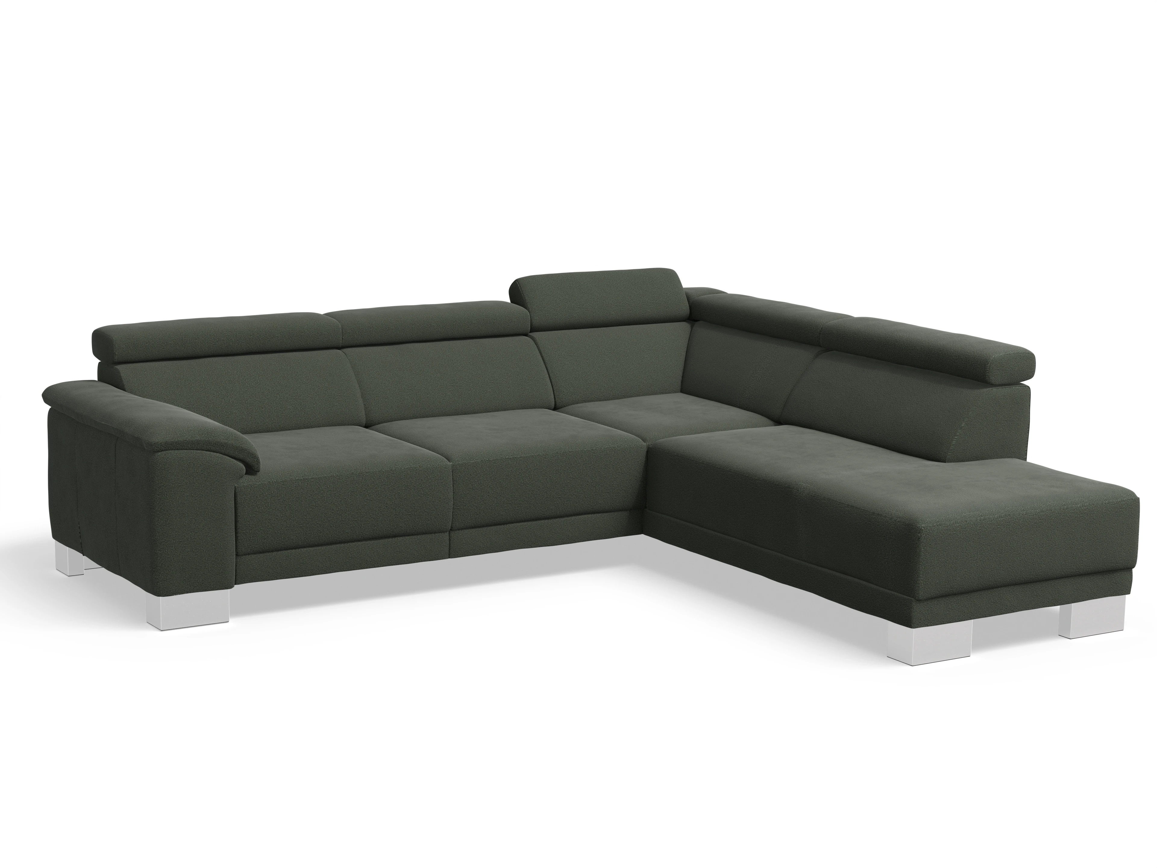 Ansicht des Produktes Antonio Ecksofa rechts Abschluss offen in Stoff Grün
