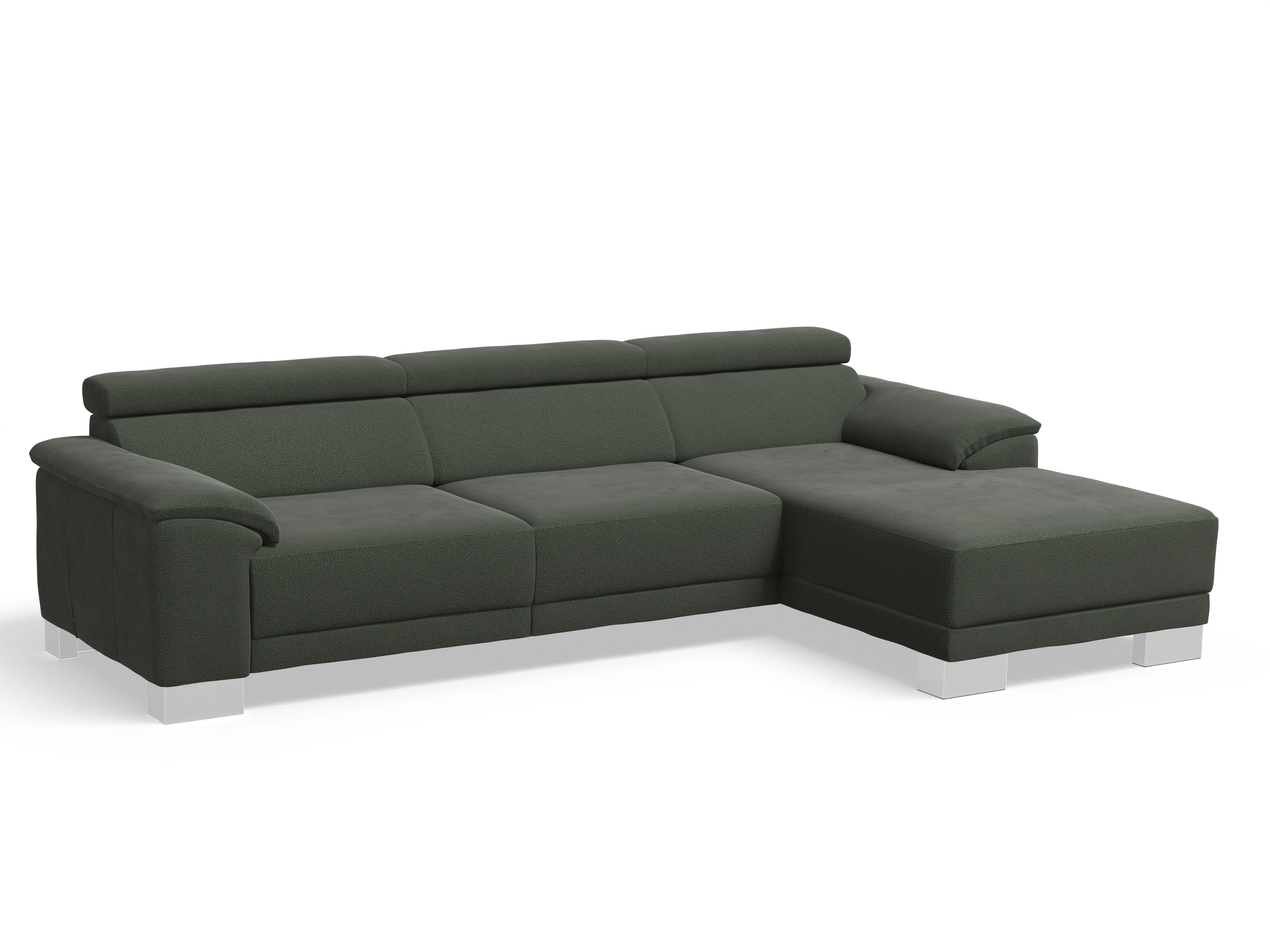 Ansicht des Produktes Antonio Ecksofa rechts Abschluss offen in Stoff Grün