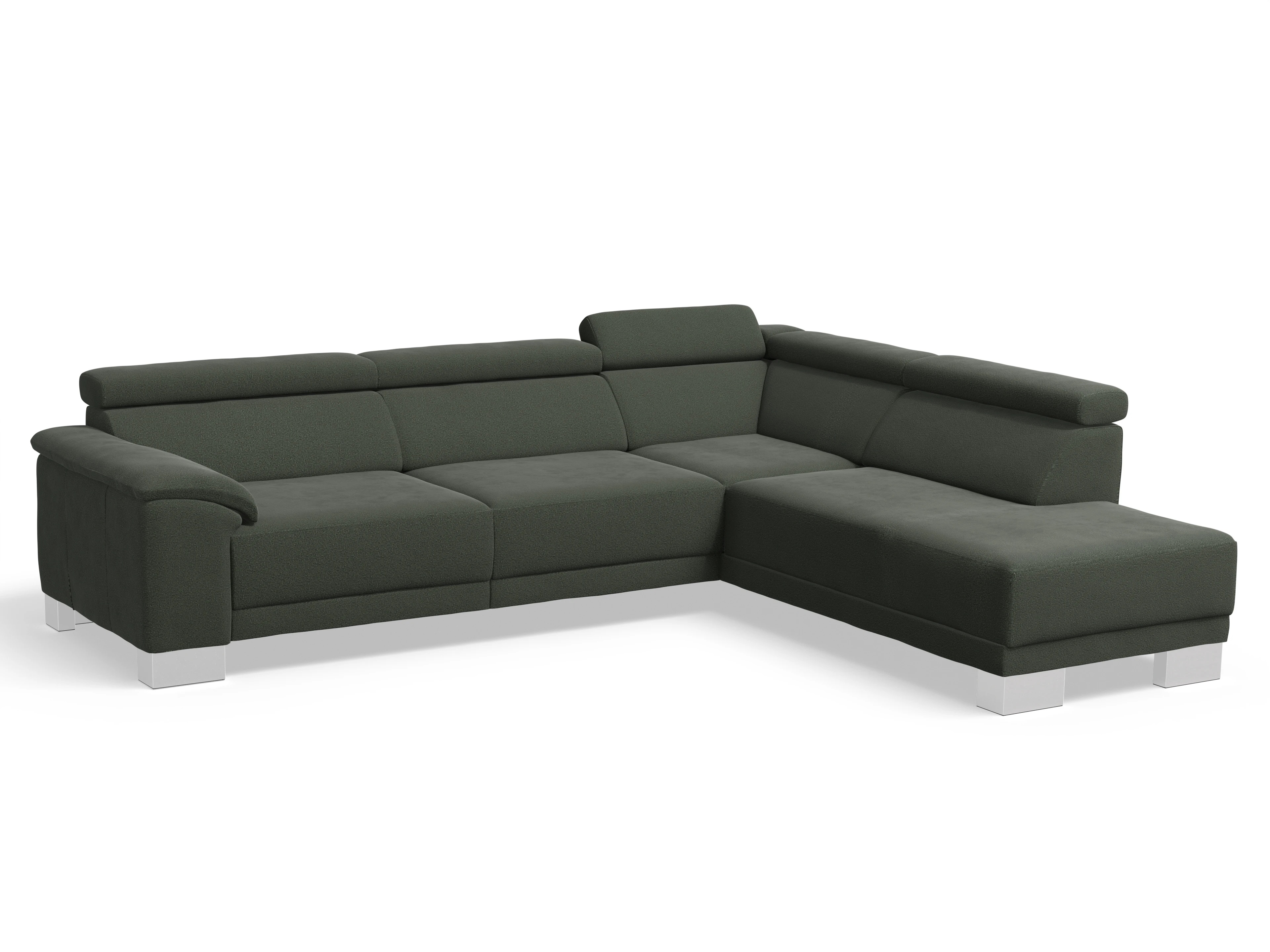 Ansicht des Produktes Antonio Ecksofa rechts Abschluss offen in Stoff Grün