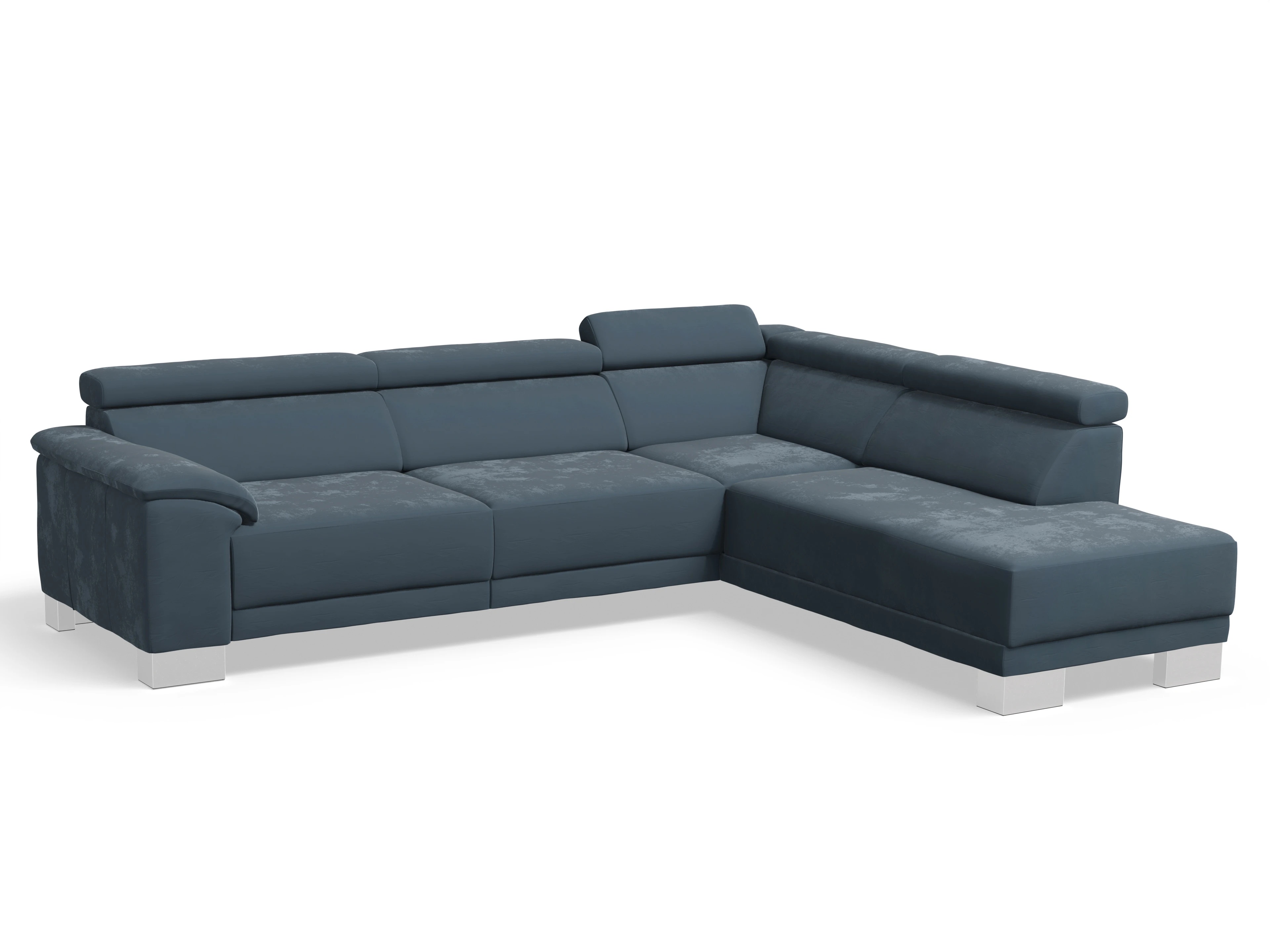 Ansicht des Produktes Antonio Ecksofa rechts Abschluss offen in Stoff Blau