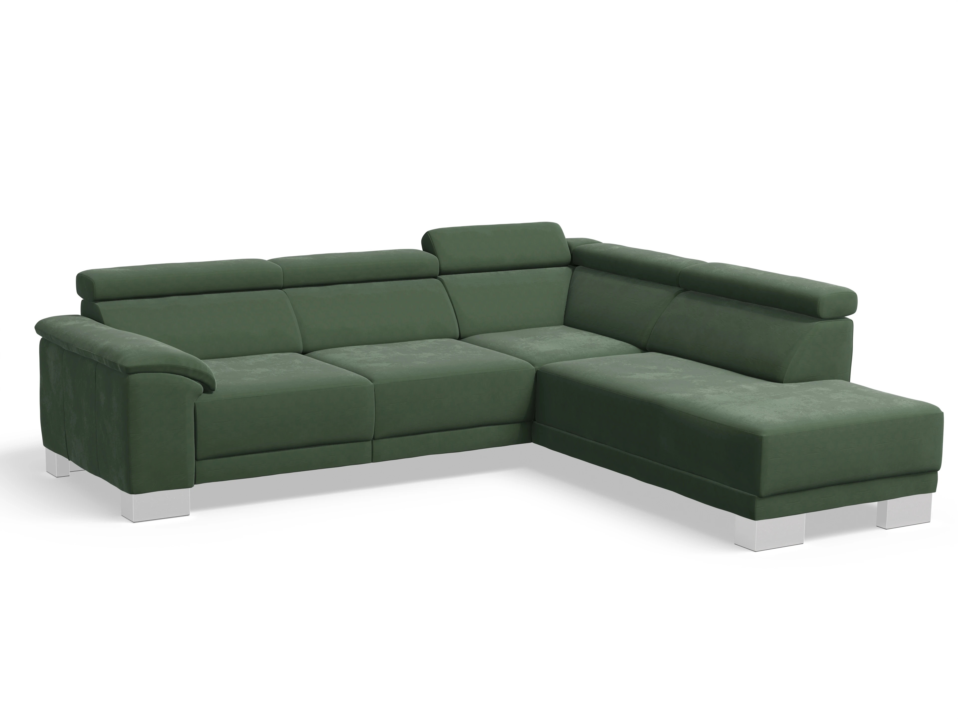 Ansicht des Produktes Antonio Ecksofa rechts Abschluss offen in Stoff Grün